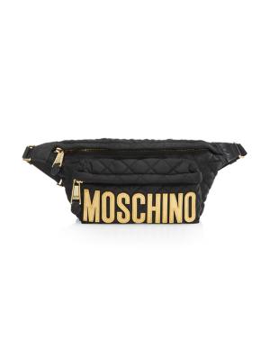 Moschino logo-embroidered canvas belt - Black