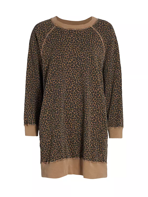 Leopard Print Sweatshirt Dress