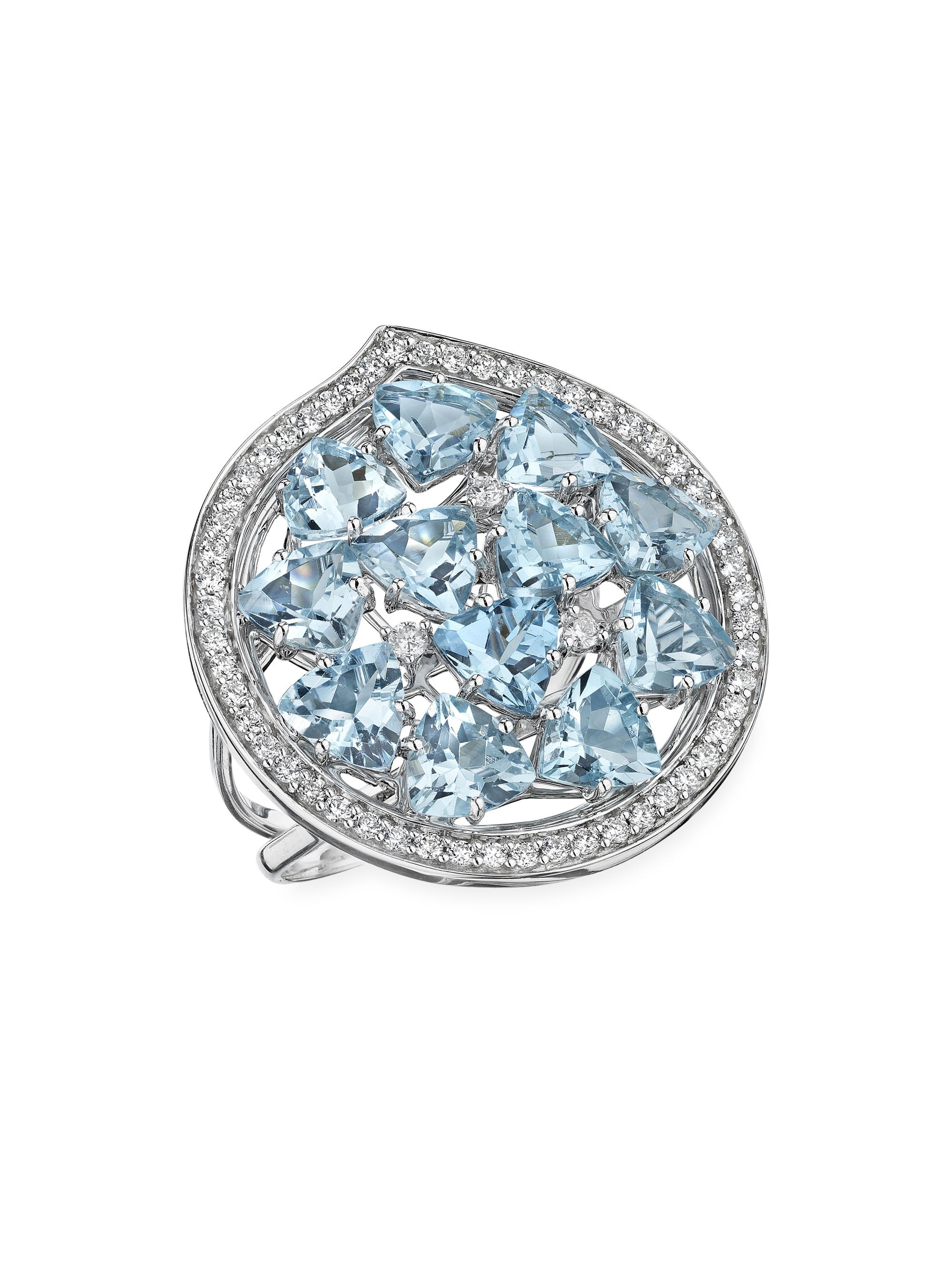 Hueb Women's Mirage 18K White Gold, Aquamarine & 0.41 TCW Diamond Cocktail Ring - White Gold