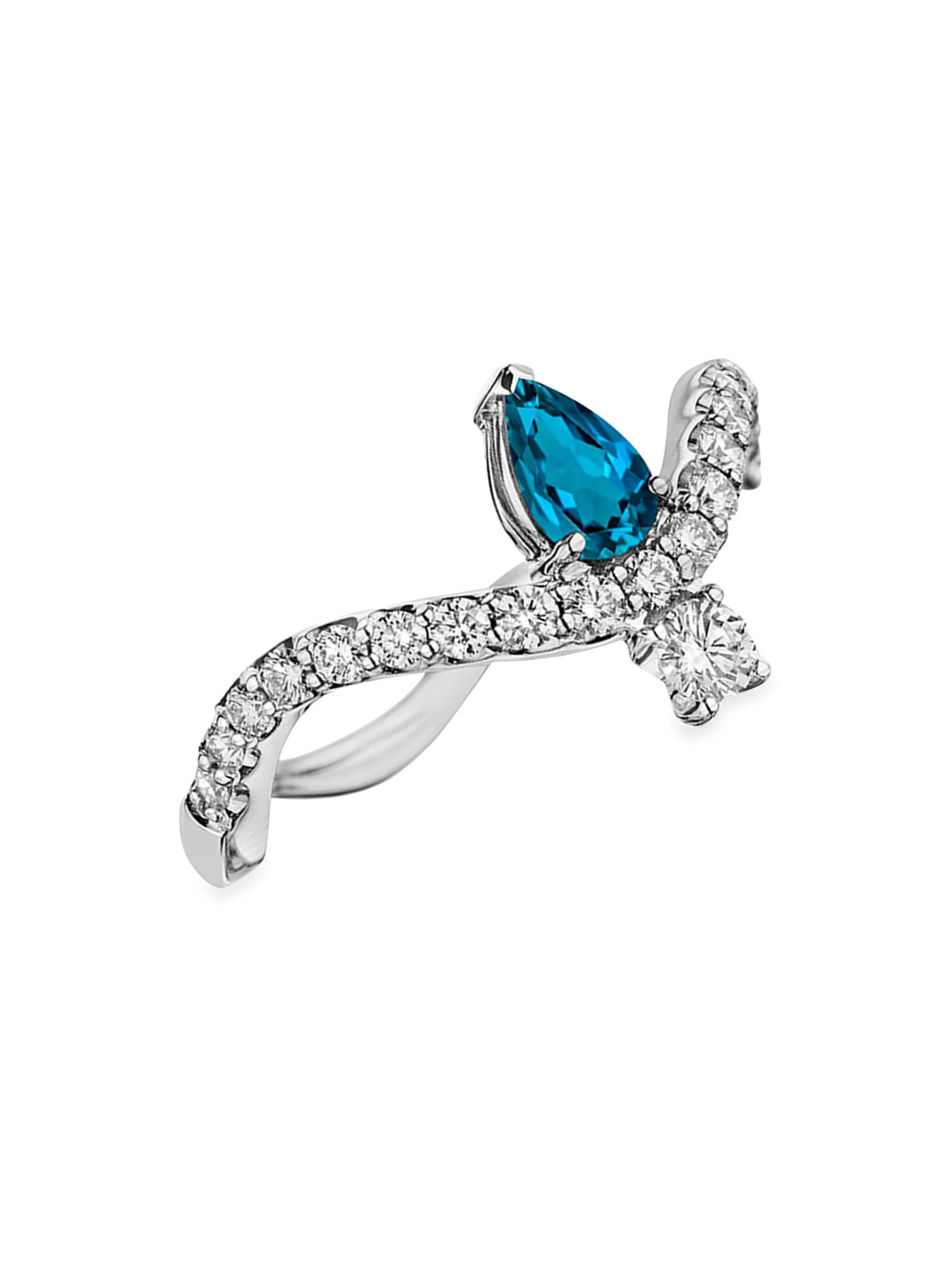 Hueb Women's Mirage 18K White Gold, Diamond & Blue Topaz Ring - White Gold
