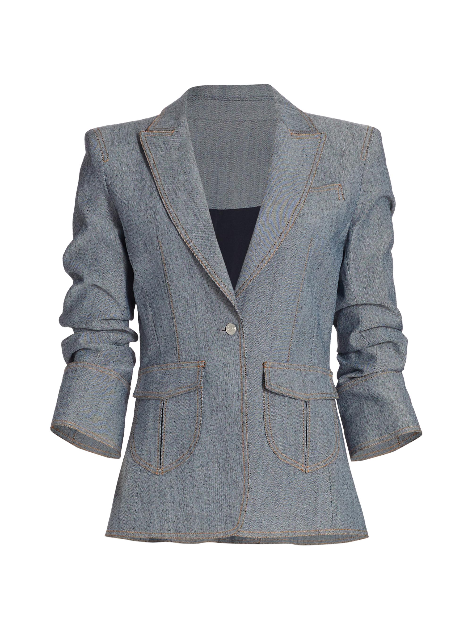 Cinq à Sept Women's Louisa Gathered Sleeve Jacket - Light Indigo