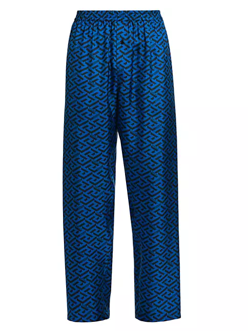 Versace Men's Monogram Silk Pajama Pants