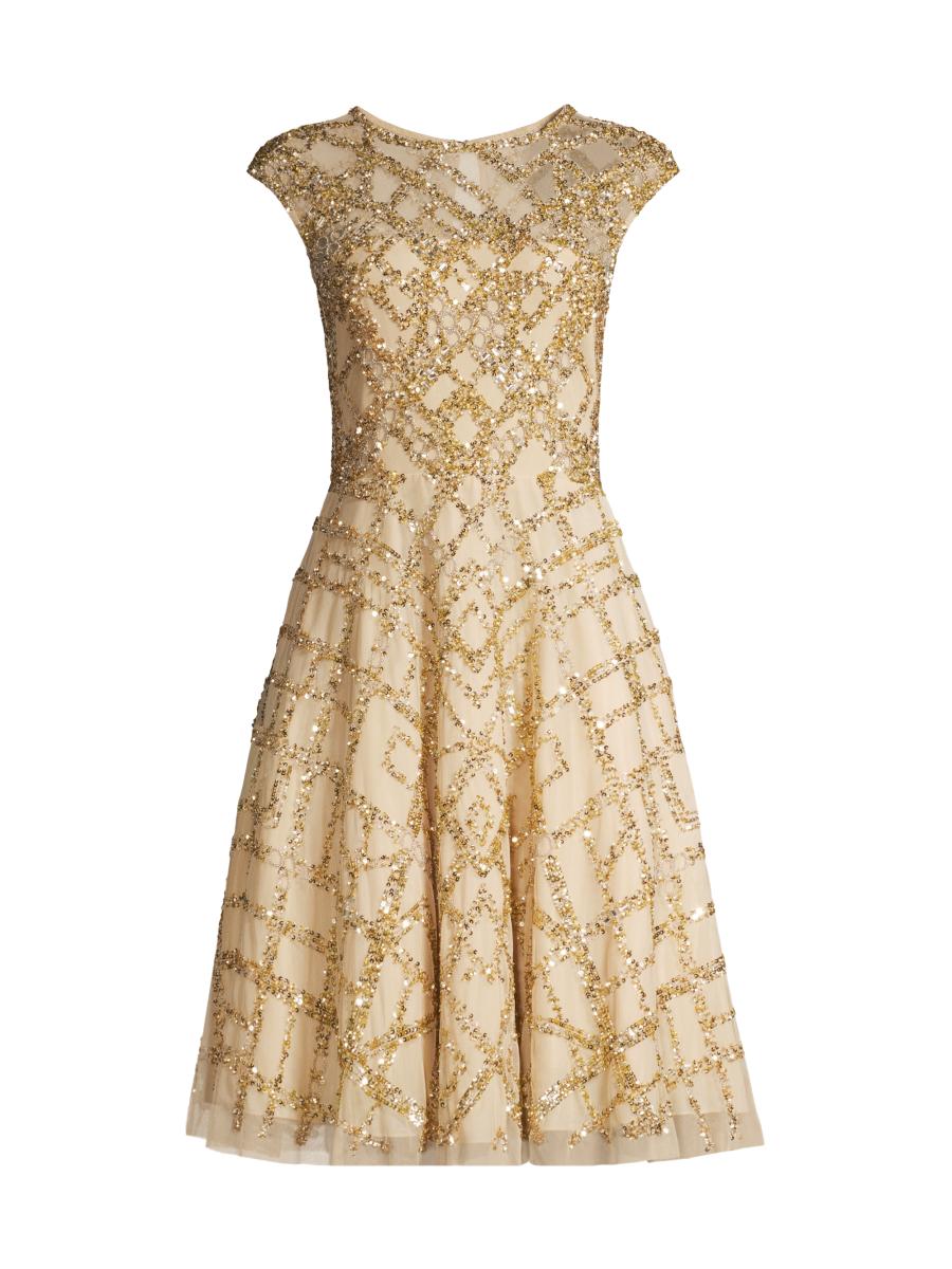 Aidan Mattox Beaded Fit-&-Flare Cocktail Dress | Saks Fifth Avenue
