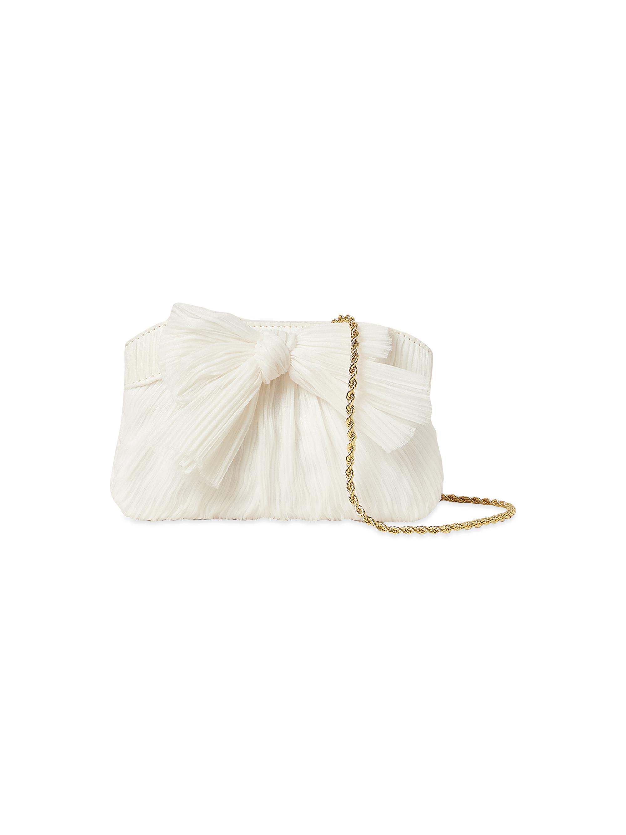 Loeffler Randall Women's Mini Pleated Bow Frame Clutch - Pearl