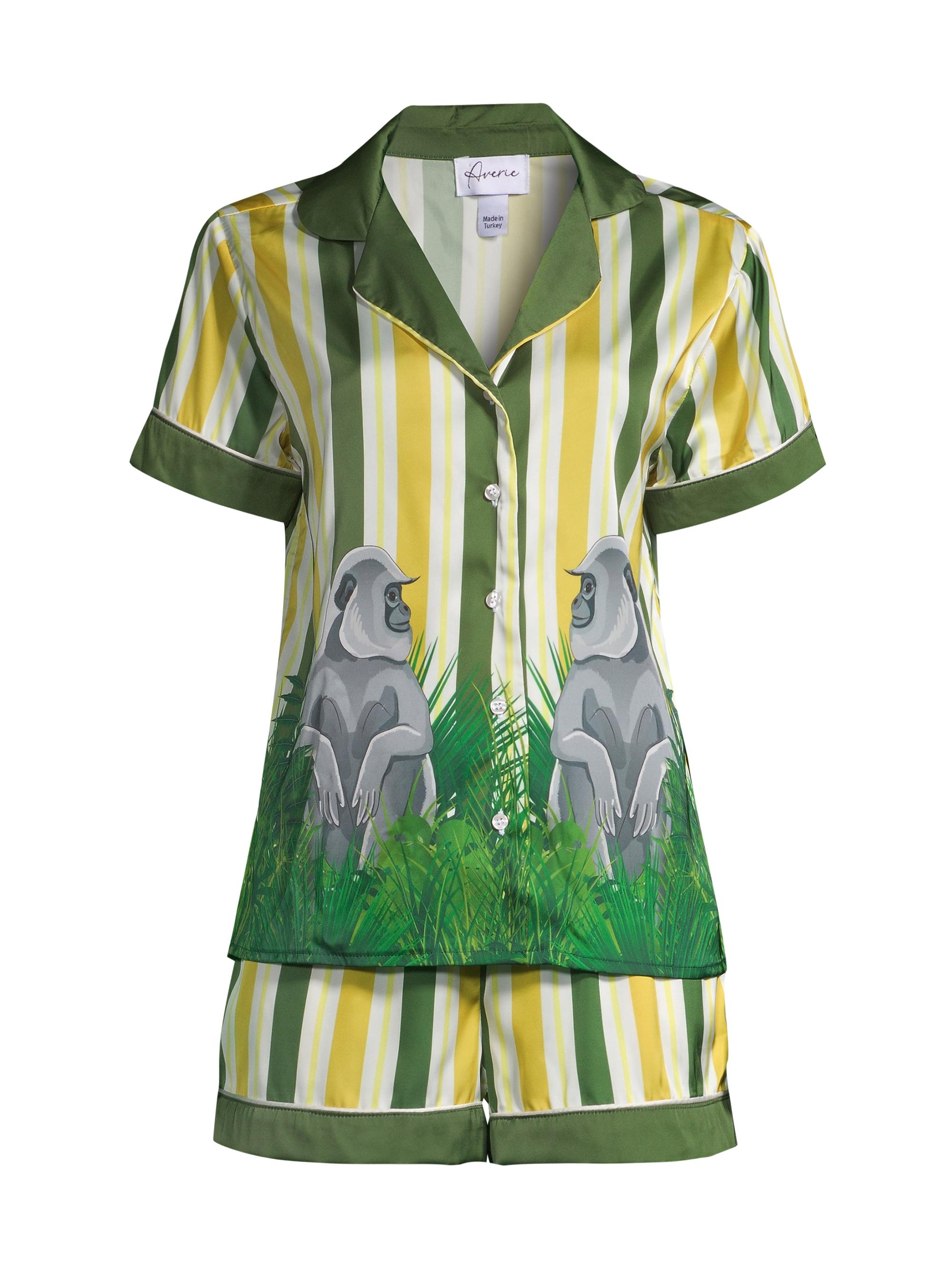 Averie Women's Two-Piece Uma Gorilla Stripe Pajama Set
