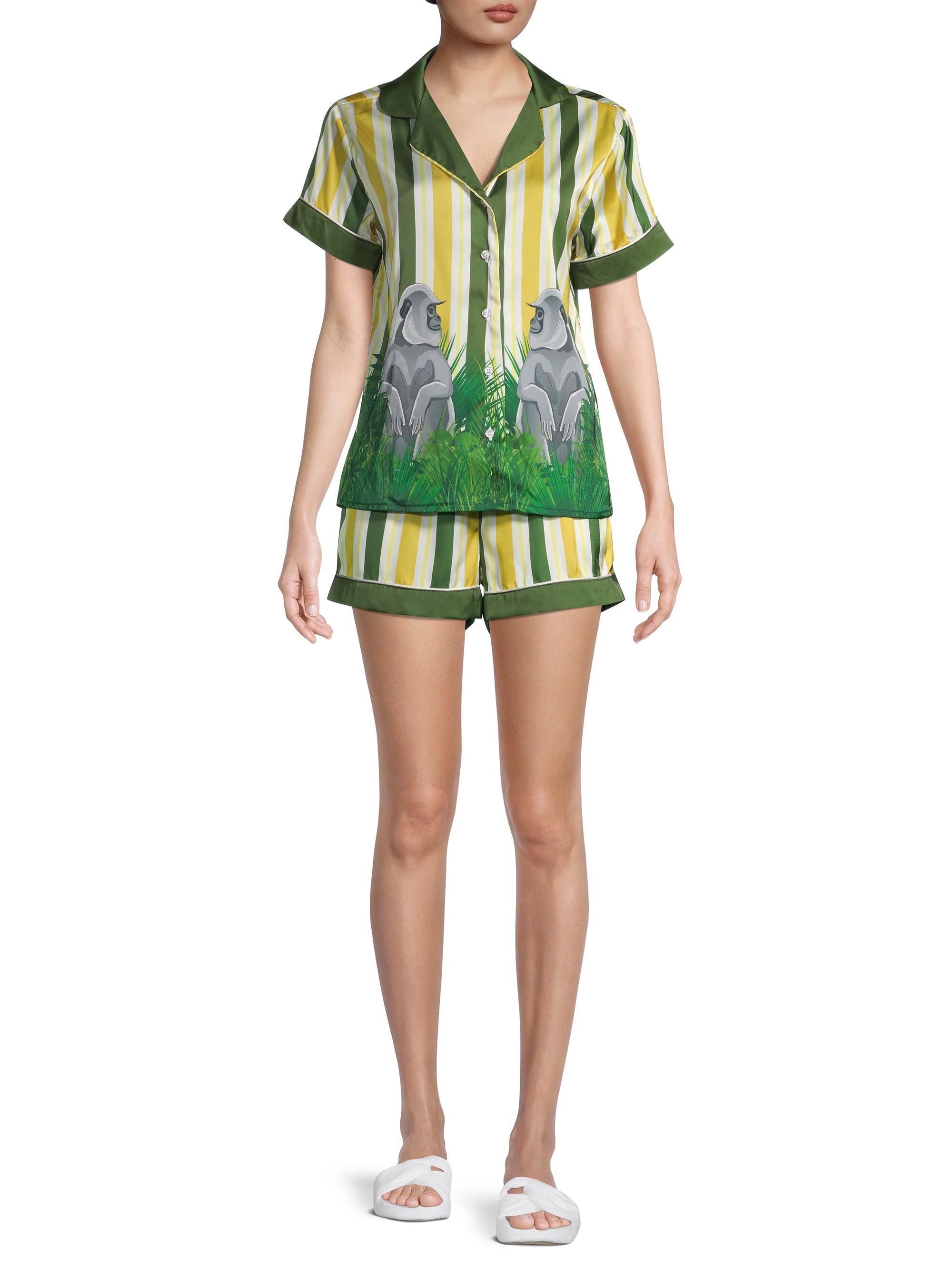 Averie Women's Two-Piece Uma Gorilla Stripe Pajama Set | Thumbnail 2