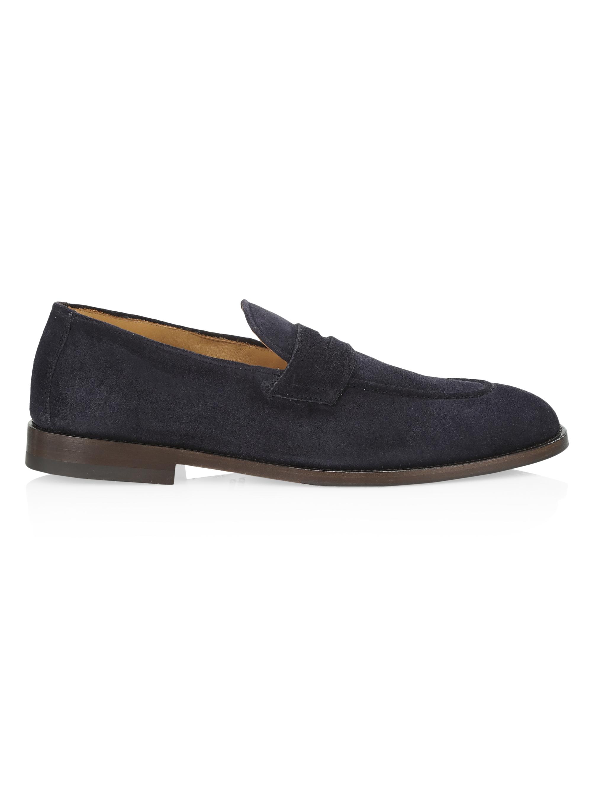 Brunello Cucinelli Men's Suede Penny Loafers - Blue
