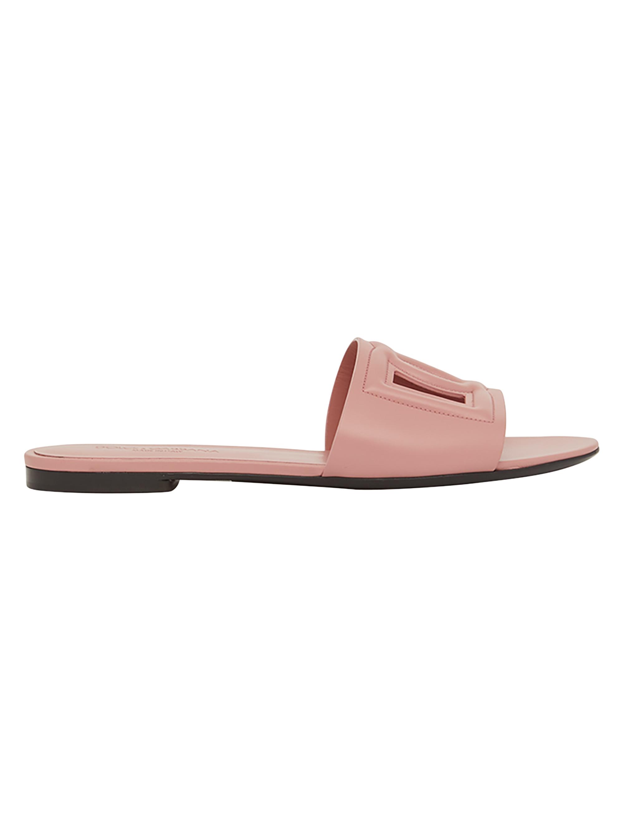Dolce & Gabbana Women's DG Cut-Out Leather Slides - Light Pink  Sandals