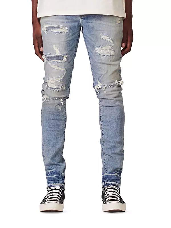 P001 Low-Rise Skinny Distressed Jeans