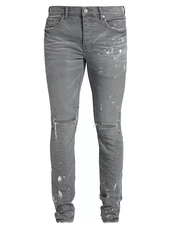 Purple Brand P001 Distressed Painted Slim-leg Jeans - Blue - ShopStyle