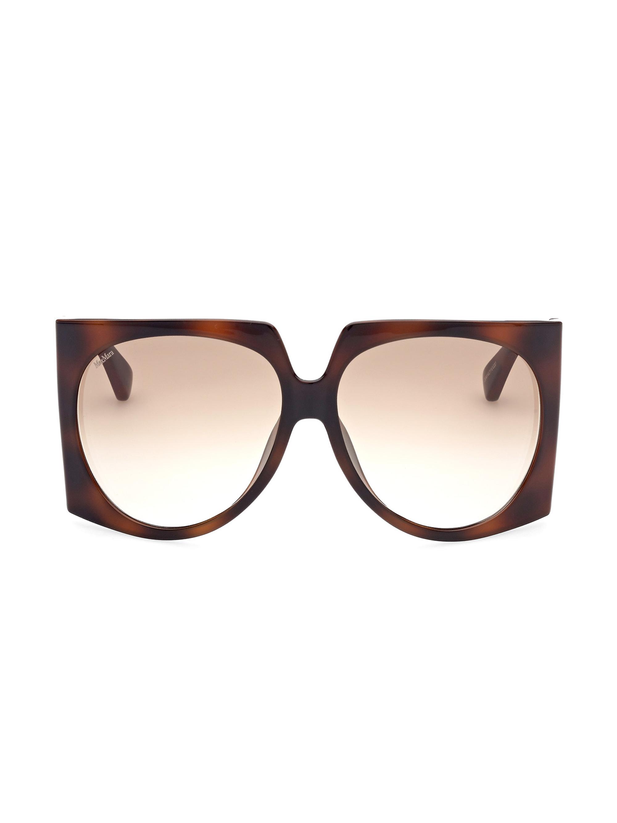 Max Mara Women's 65MM Geometric Sunglasses - Dark Havana