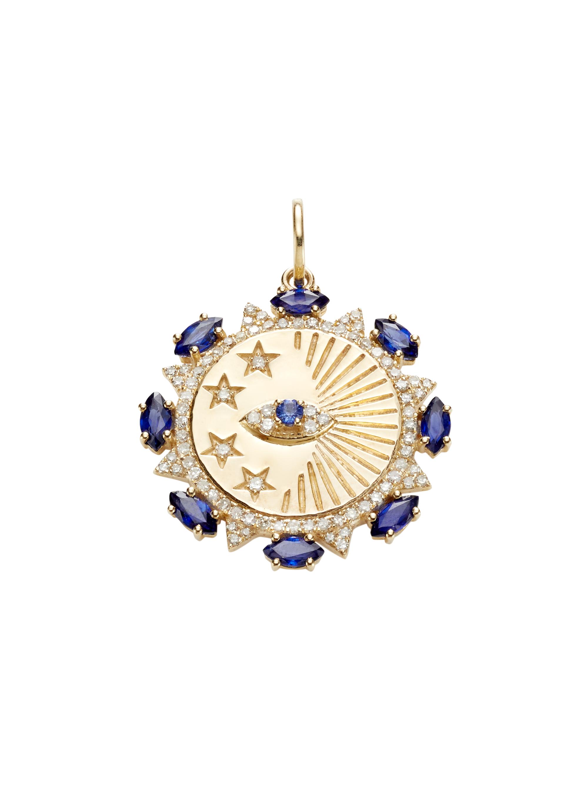 Saks Fifth Avenue Collection Women's 14K Yellow Gold, Sapphire & Diamond Evil Eye Medallion - Yellow Gold