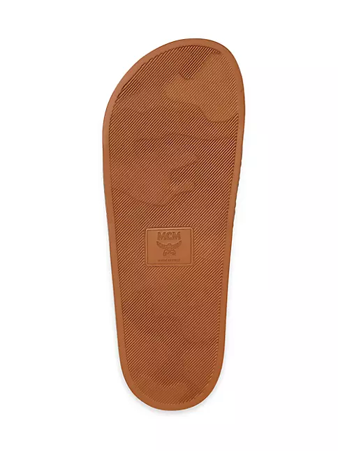 Mcm Women's Monogram Print Rubber Slides - Yellow - Flat Sandals