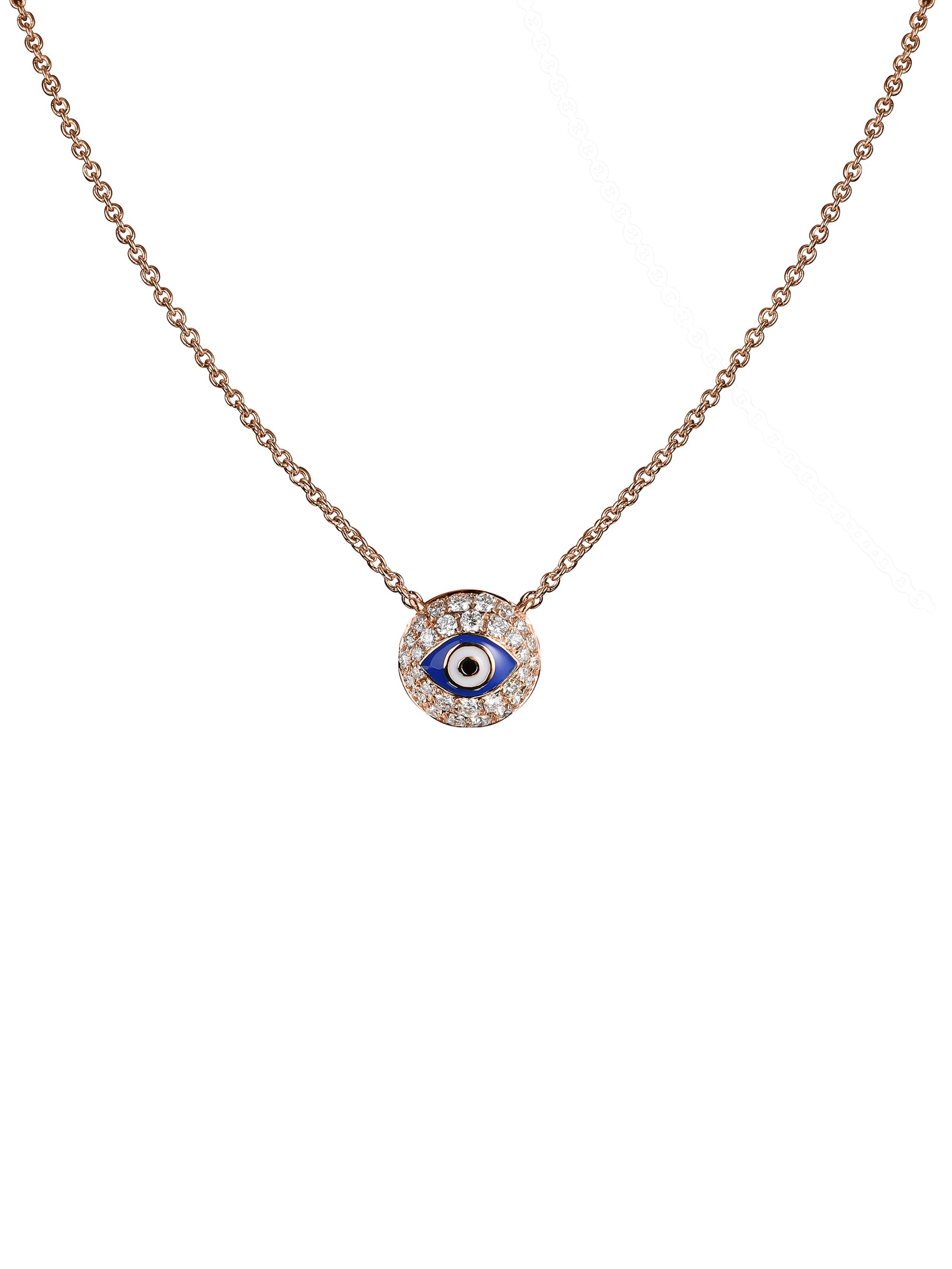 Jacob & Co. Women's 18K Rose Gold Diamond & Enamel Evil Eye Chain Necklace