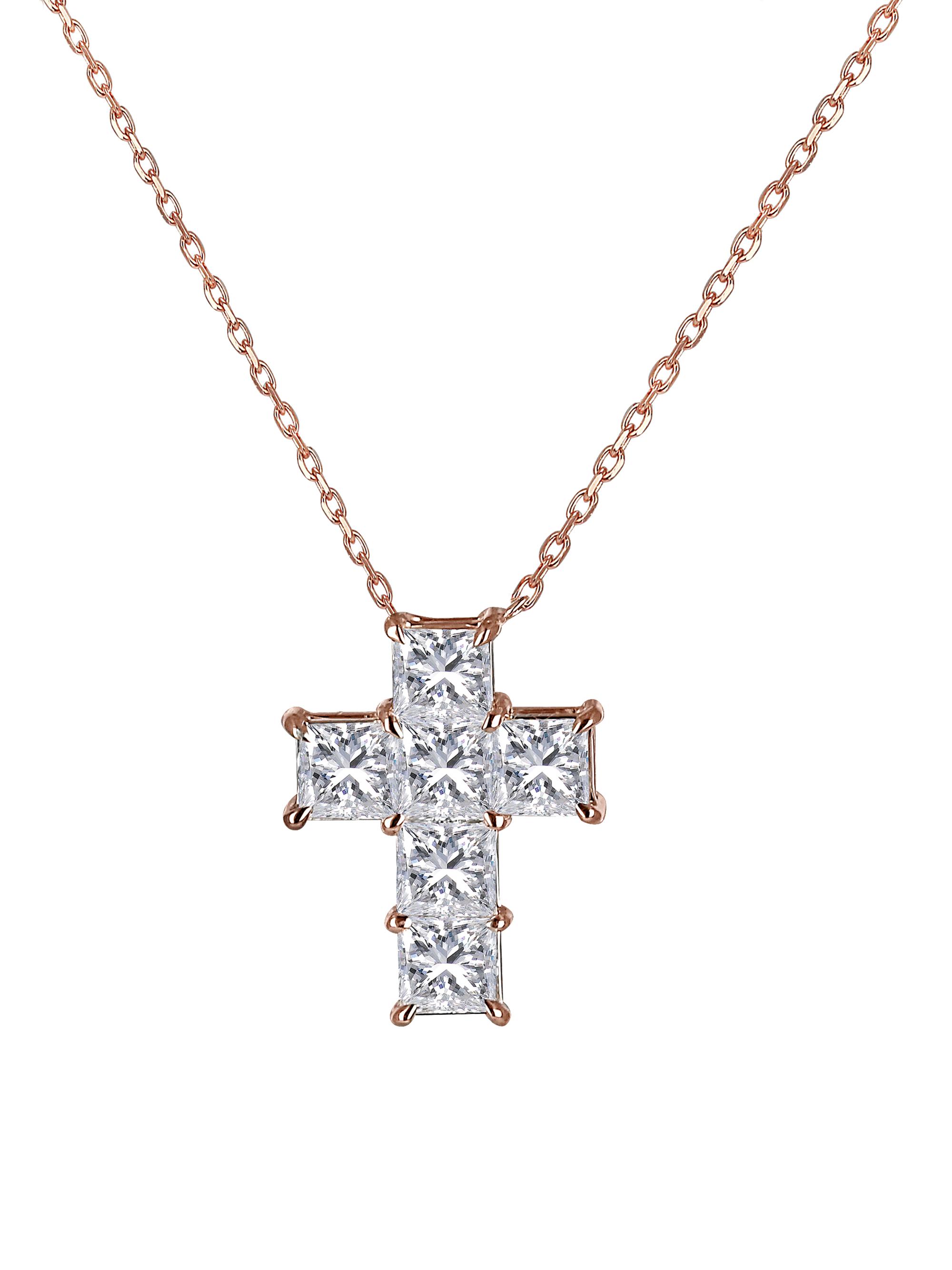 Jacob & Co. Women's Have Faith 18K Rose Gold & Princess-Cut Diamond Cross Pendant