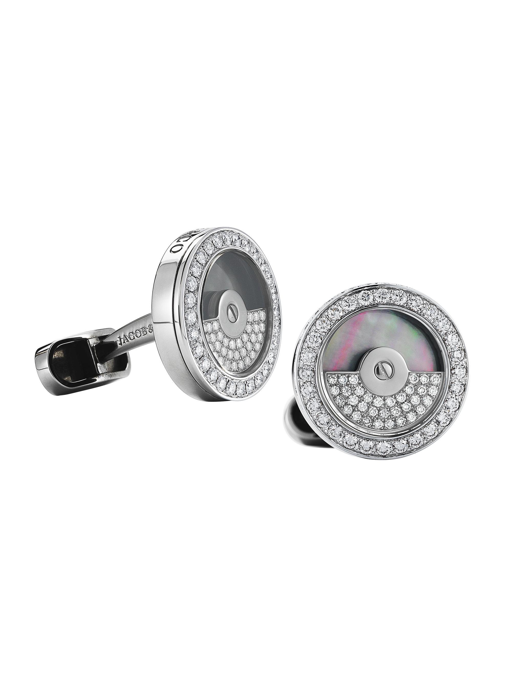 Jacob & Co. Men's Rotor Diamond, Mother-Of-Pearl & Stainless Steel Cufflinks