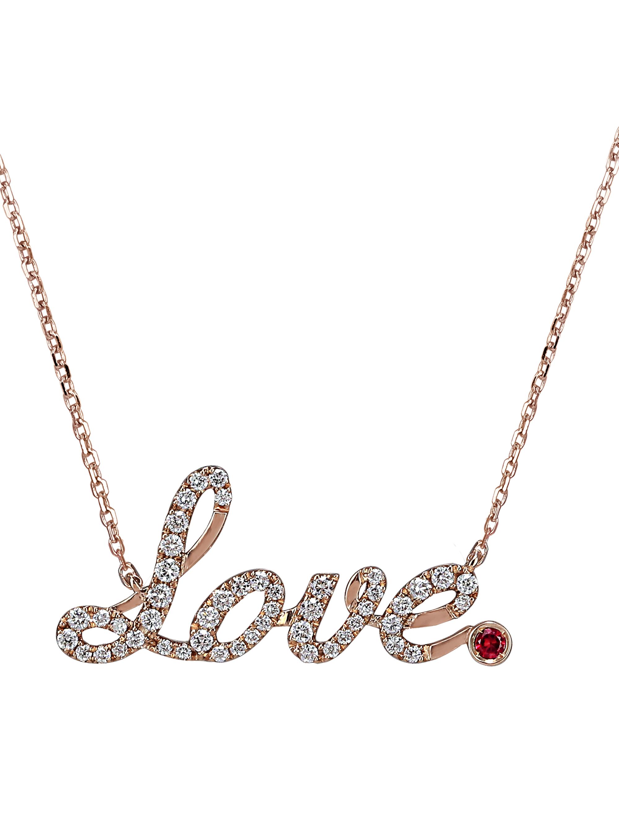 Jacob & Co. Women's Sentiments 18K Rose Gold, Ruby & Diamond Love Necklace