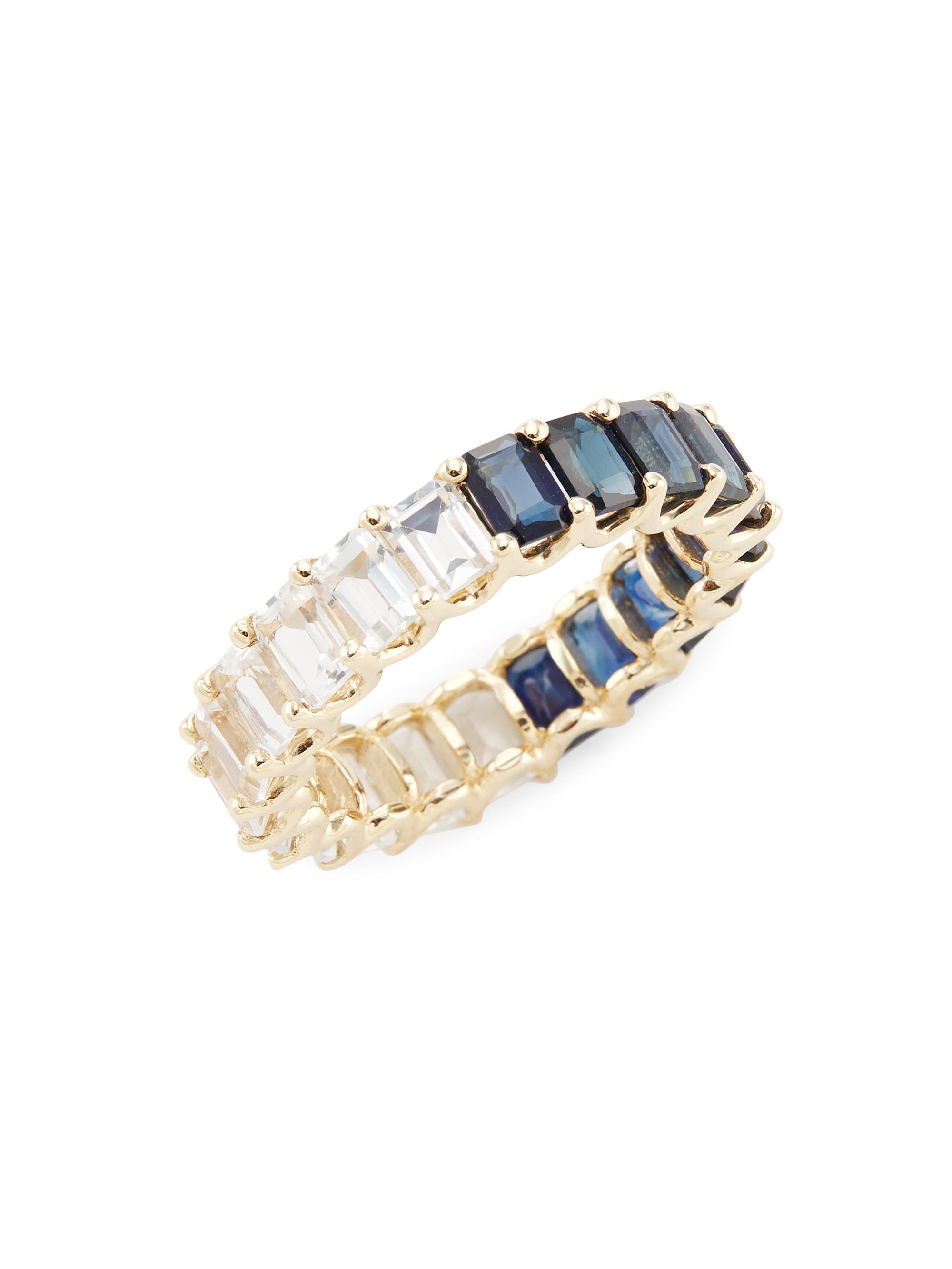 Saks Fifth Avenue Collection Women's 14K Yellow Gold, White Topaz & Blue Sapphire Eternity Ring - Yellow Gold
