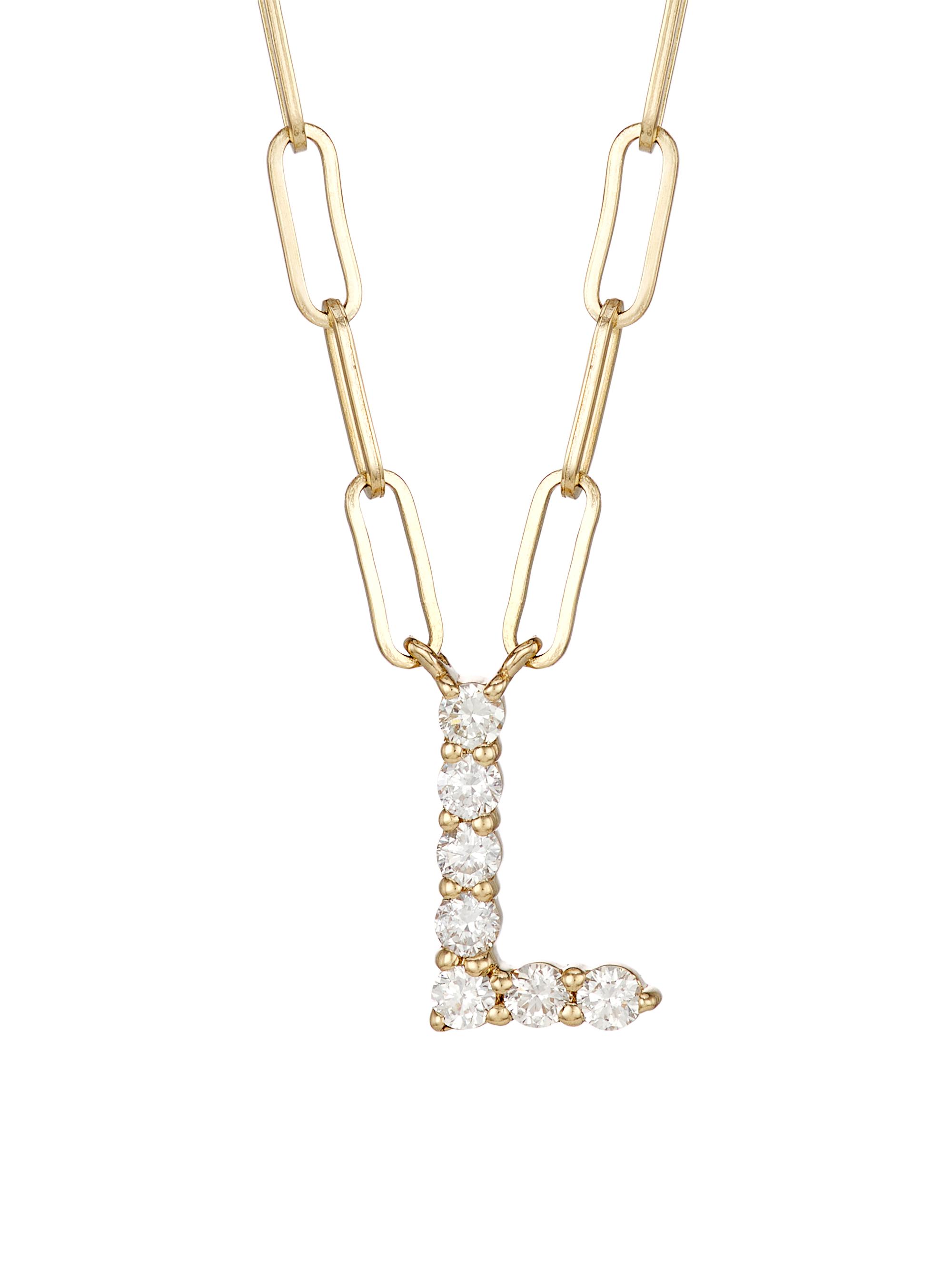 Saks Fifth Avenue Collection Women's 14K Yellow Gold & 0.40 TCW Diamond  Initial Pendant Necklace - Initial L