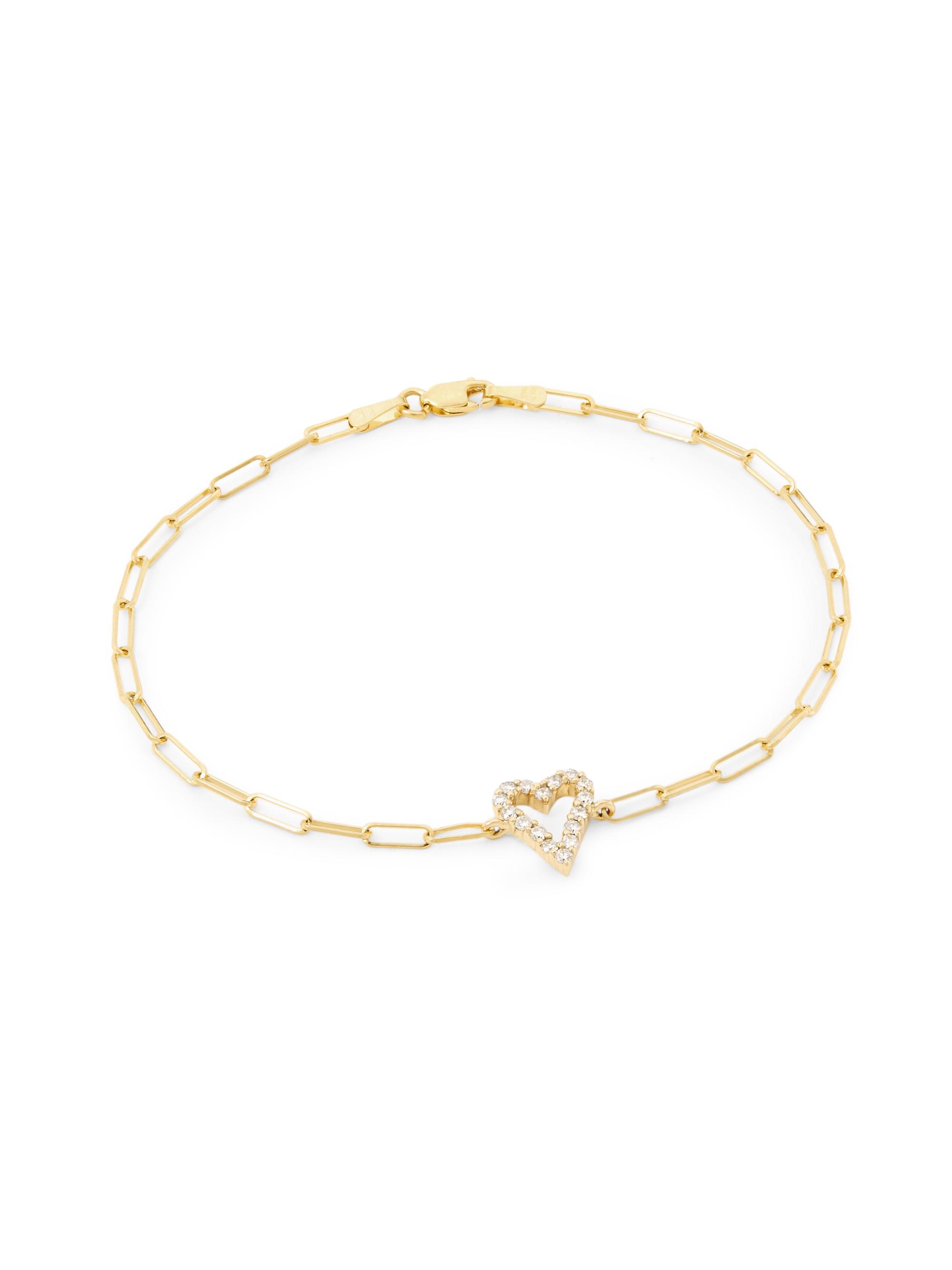 Saks Fifth Avenue Collection Women's 14K Yellow Gold & 0.24 TCW Diamond Heart Bracelet - Yellow Gold