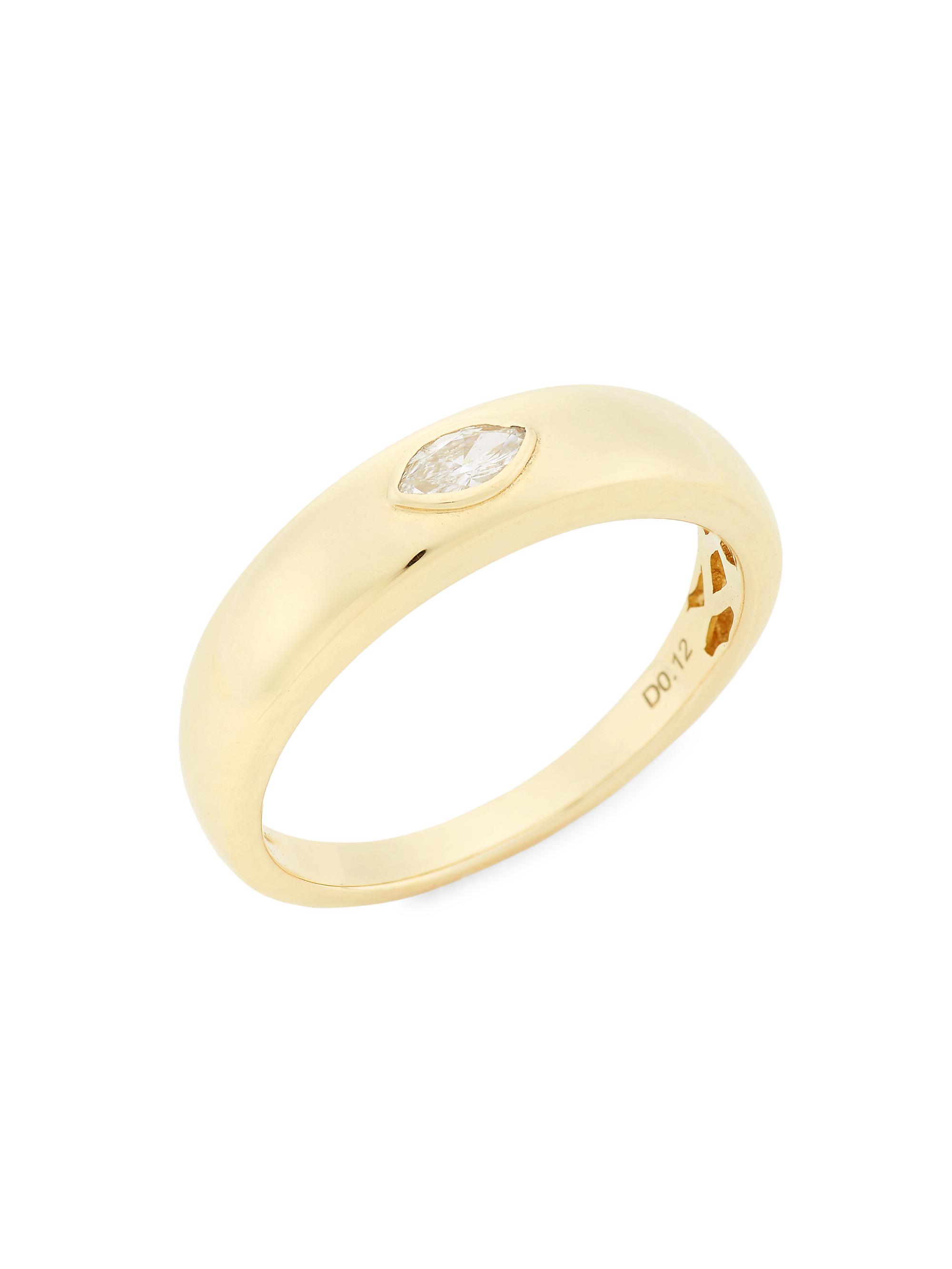 Saks Fifth Avenue Collection Women's 14K Yellow Gold & Marquise-Cut 0.11 TCW Diamond Dome Ring - Yellow Gold