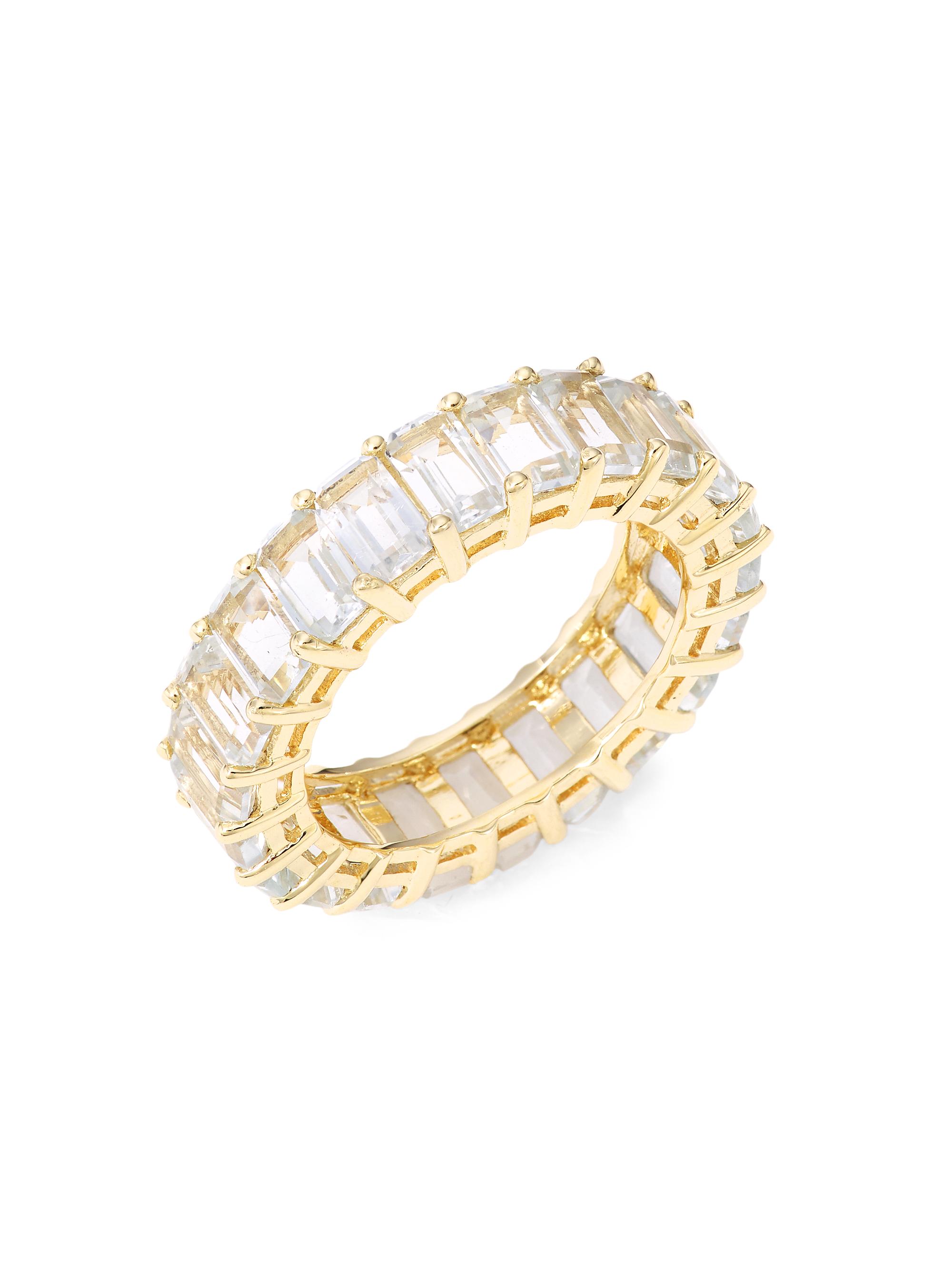 Saks Fifth Avenue Collection Women's 14K Yellow Gold & White Topaz Eternity Ring - Yellow Gold