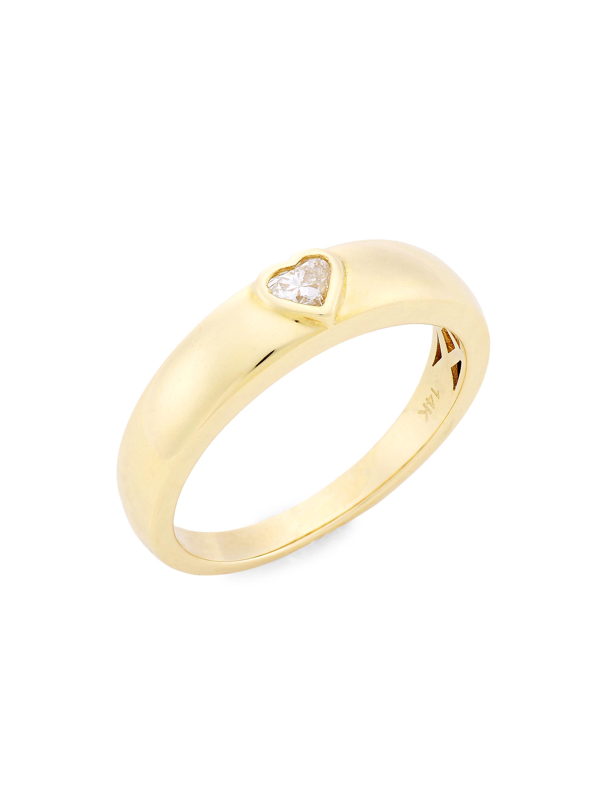 Saks Fifth Avenue Collection Women's 14K Yellow Gold & Heart-Shaped 0.12 TCW Diamond Dome Ring - Yellow Gold