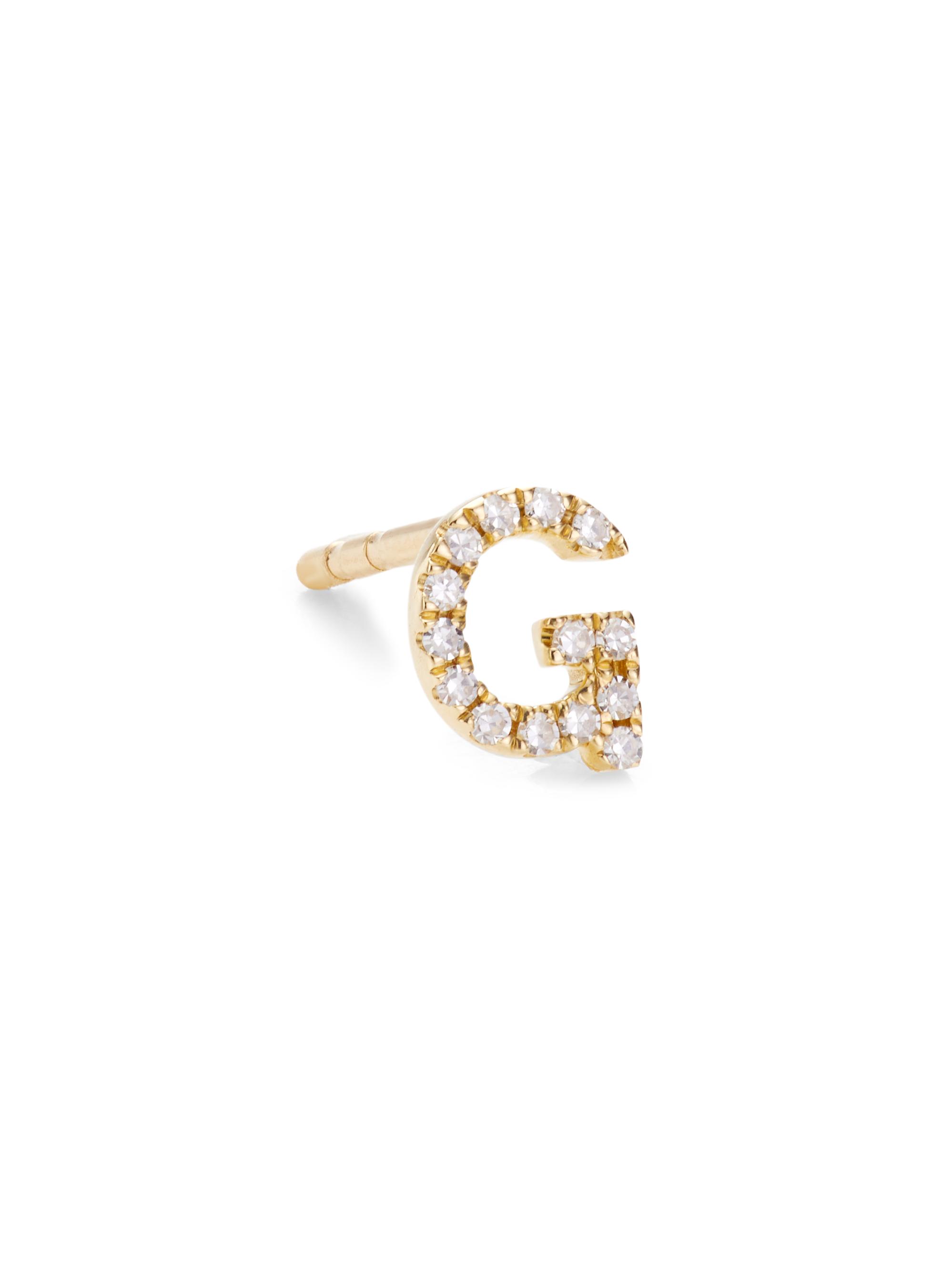 Saks Fifth Avenue Collection Women's 14K Yellow Gold & 0.03 TCW Diamond Initial Stud Earring - Initial G