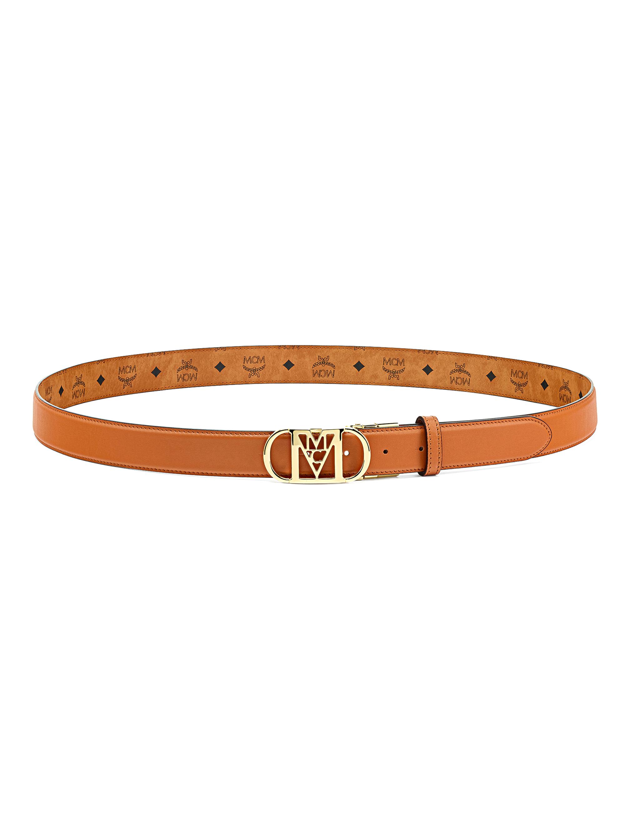 MCM Women's Reversible Mode Mena Leather Belt - Cognac