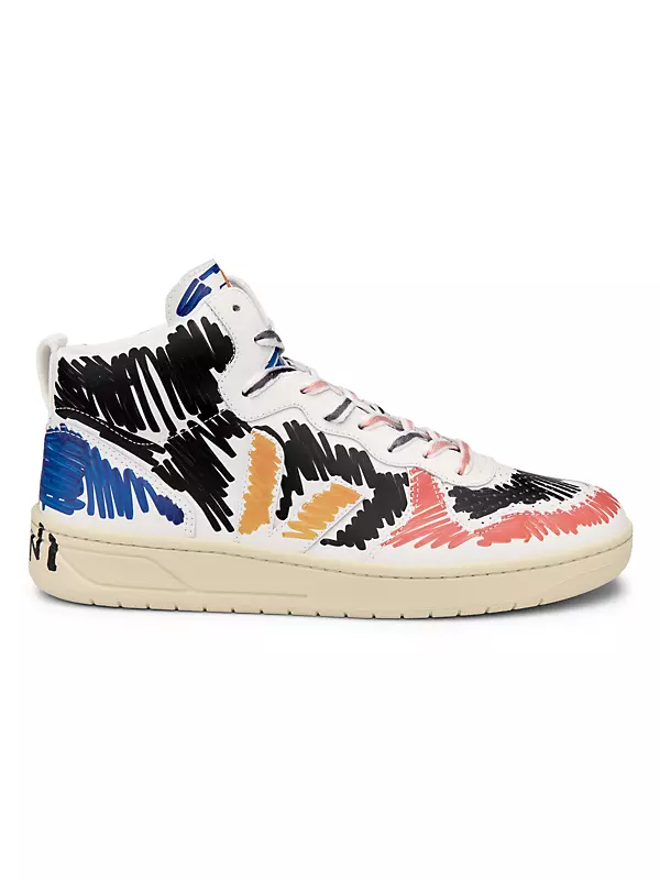 Shop Marni Marni x VEJA High-Top Leather Sneakers