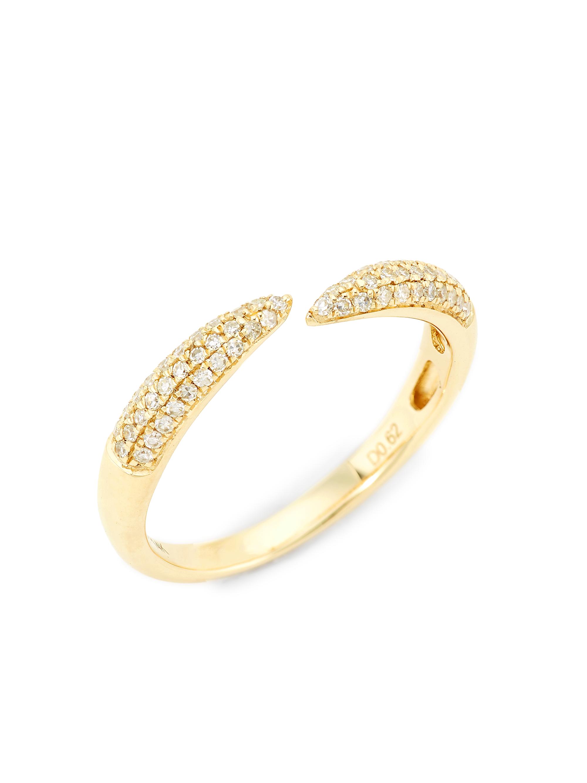 Saks Fifth Avenue Collection Women's 14K Yellow Gold & 0.19 TCW Diamond Pavé Claw Ring - Yellow Gold