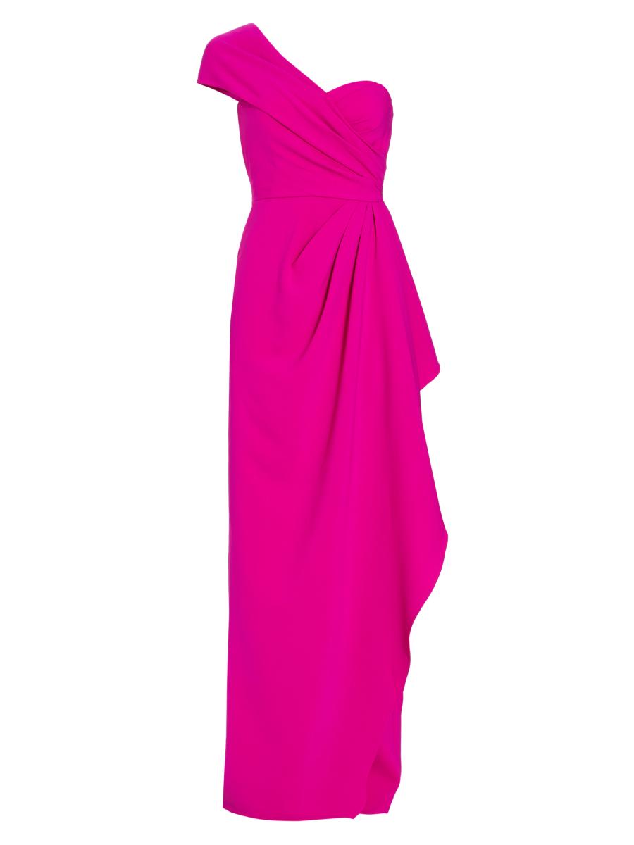 ruched one-shoulder stretch crepe dress Dorothy Scuba One Shoulder Midi this formal dress has no waist seam for an ultra Iris One-Shoulder Crepe Dress |