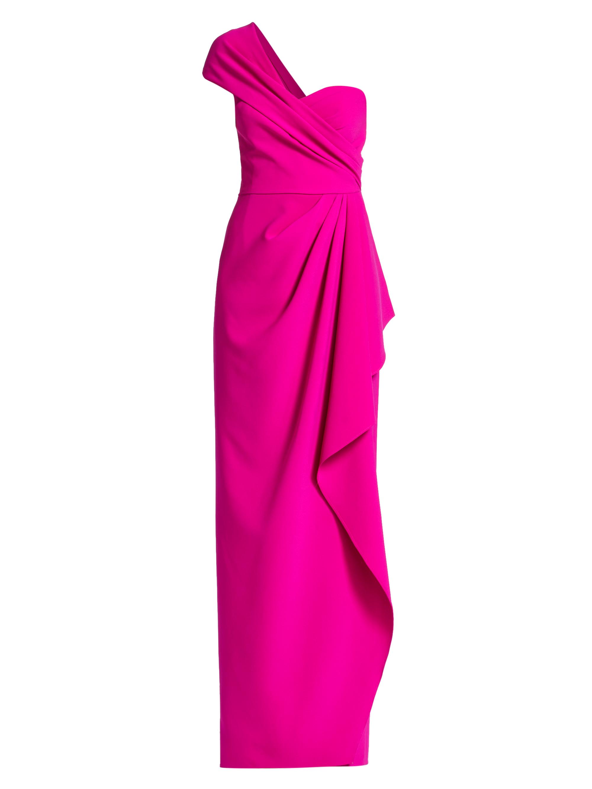 Teri Jon by Rickie Freeman Women's Crepe One-Shoulder Gown - Hot Pink