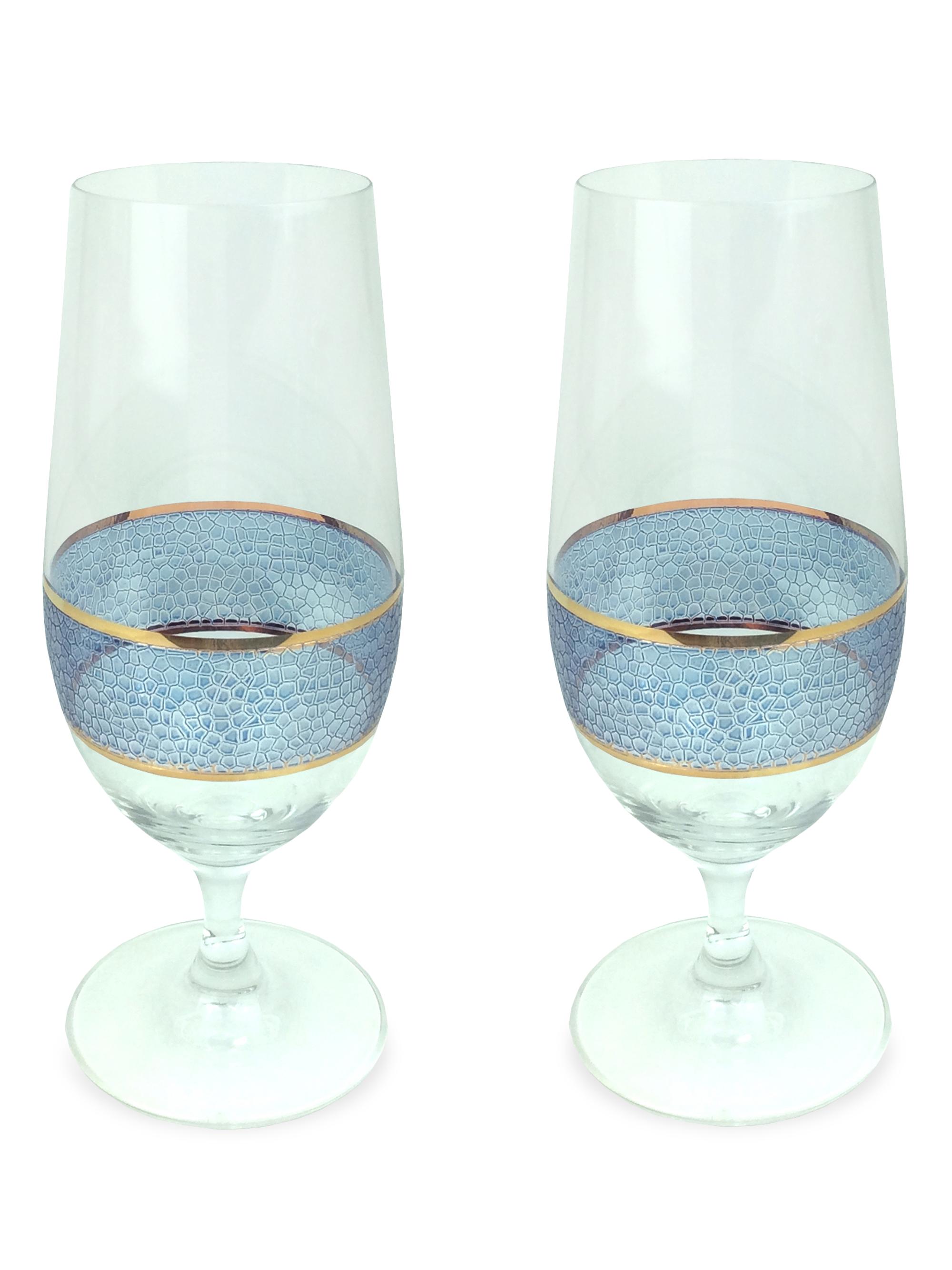 Michael Wainwright Panthera Indigo 2-Piece Stemmed Water Glass Set - Blue