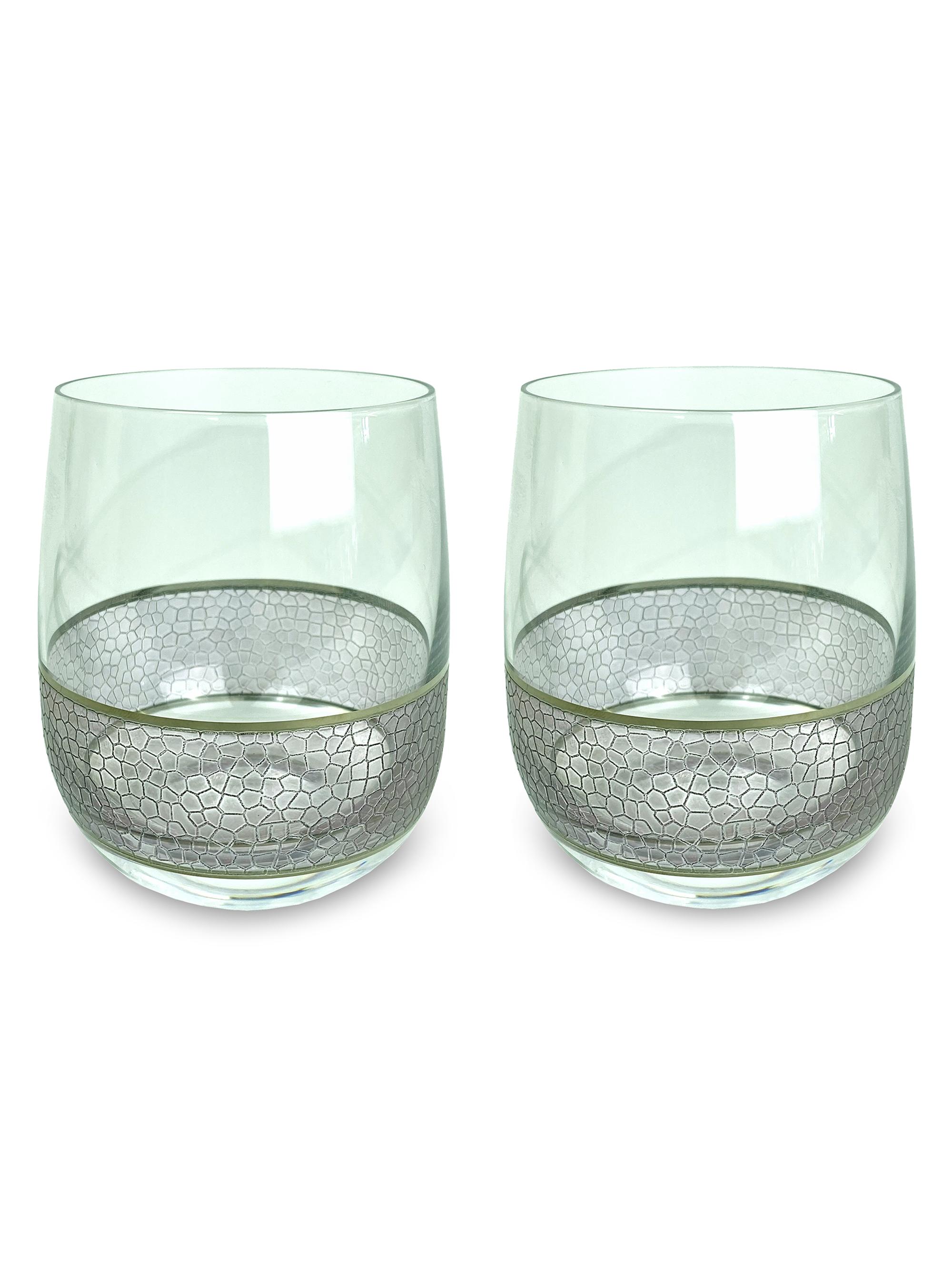 Michael Wainwright Panthera Platinum 2-Piece Double Old Fashioned Glass Set - Gray