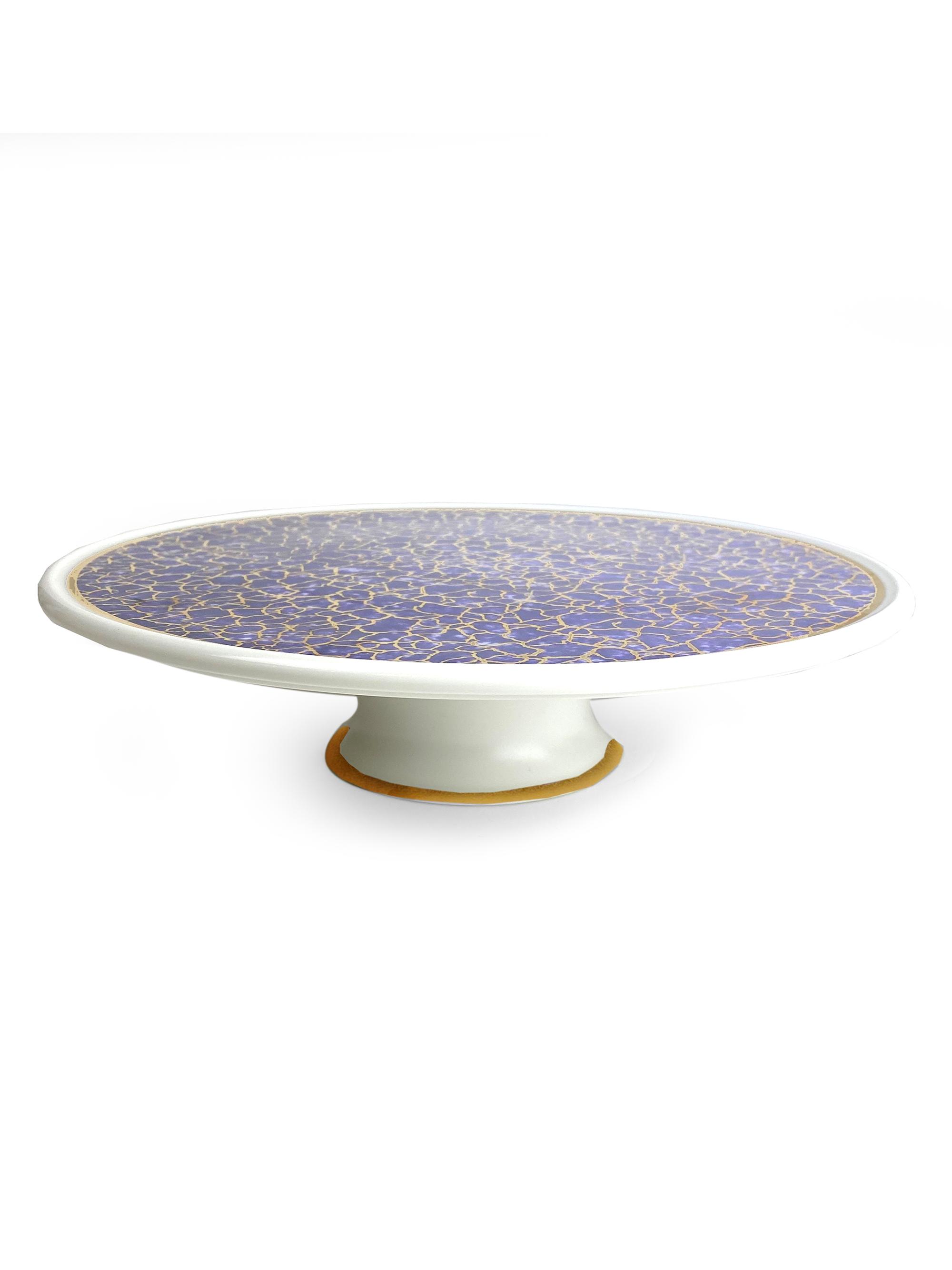 Michael Wainwright Amalfi Blue & Gold Porcelain Cake Stand - Blue