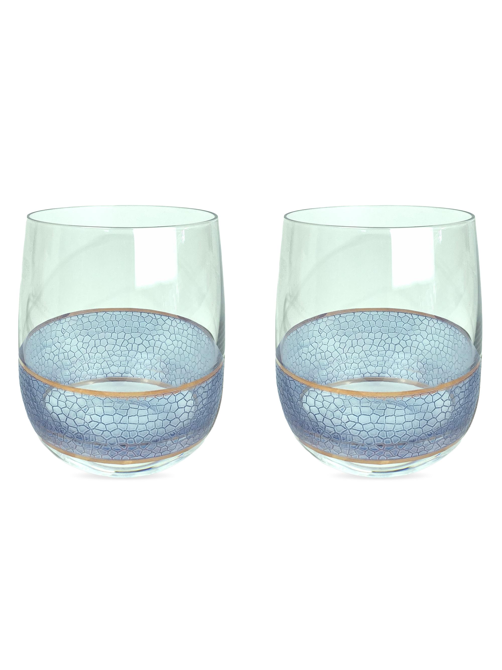 Michael Wainwright Panthera Indigo 2-Piece Double Old Fasioned Glass Set - Blue