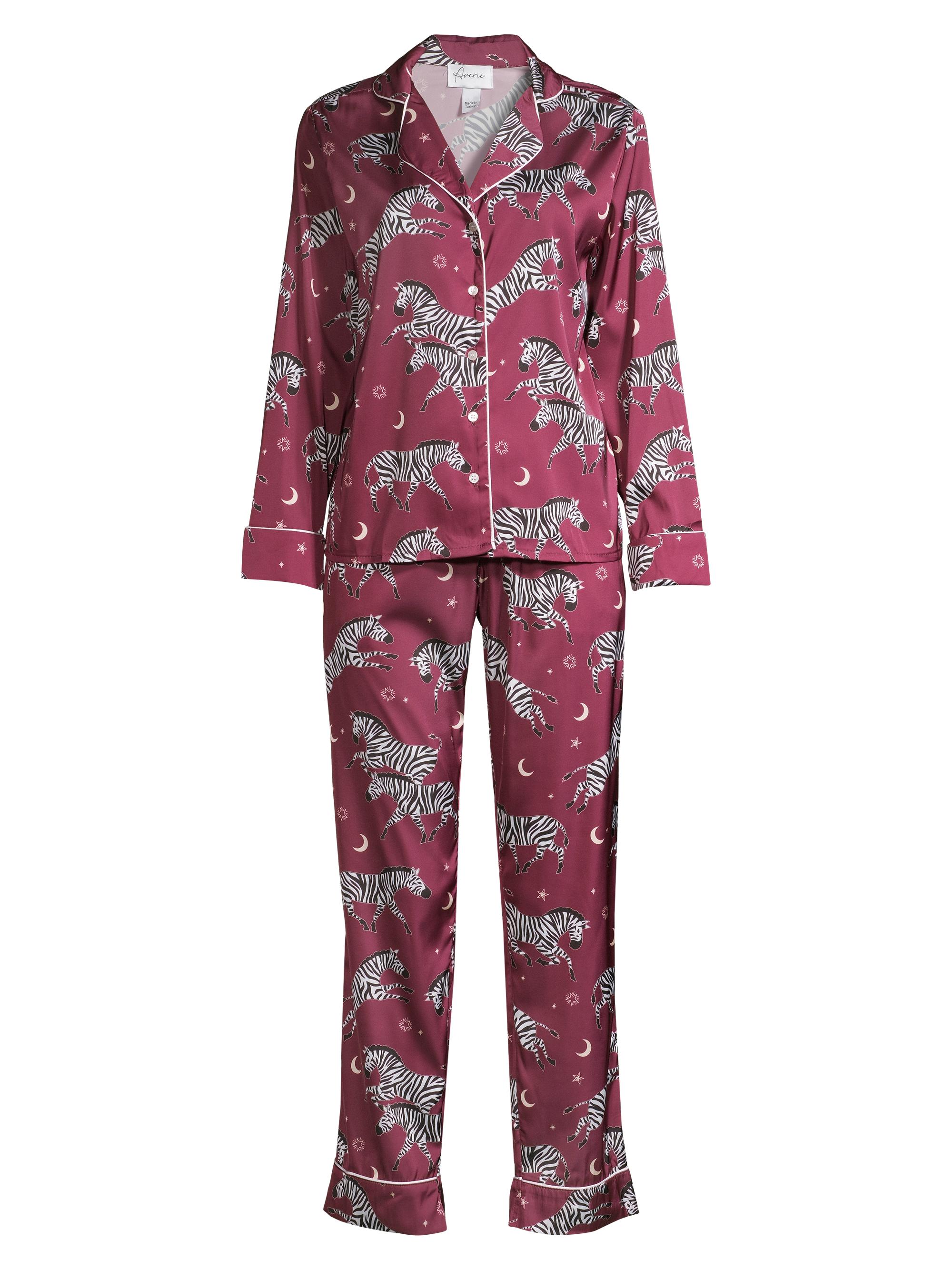 Averie Women's Two-Piece Zebra Print Pajama Set - Berry Red