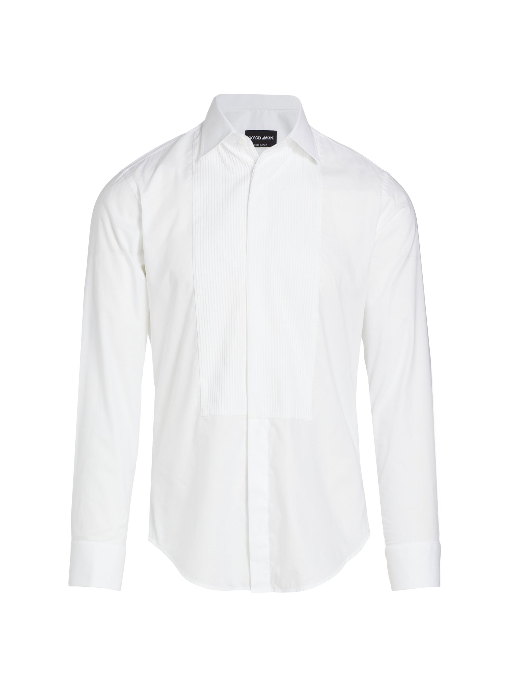 Giorgio Armani Men's Tuxedo Shirt - Fancy White
