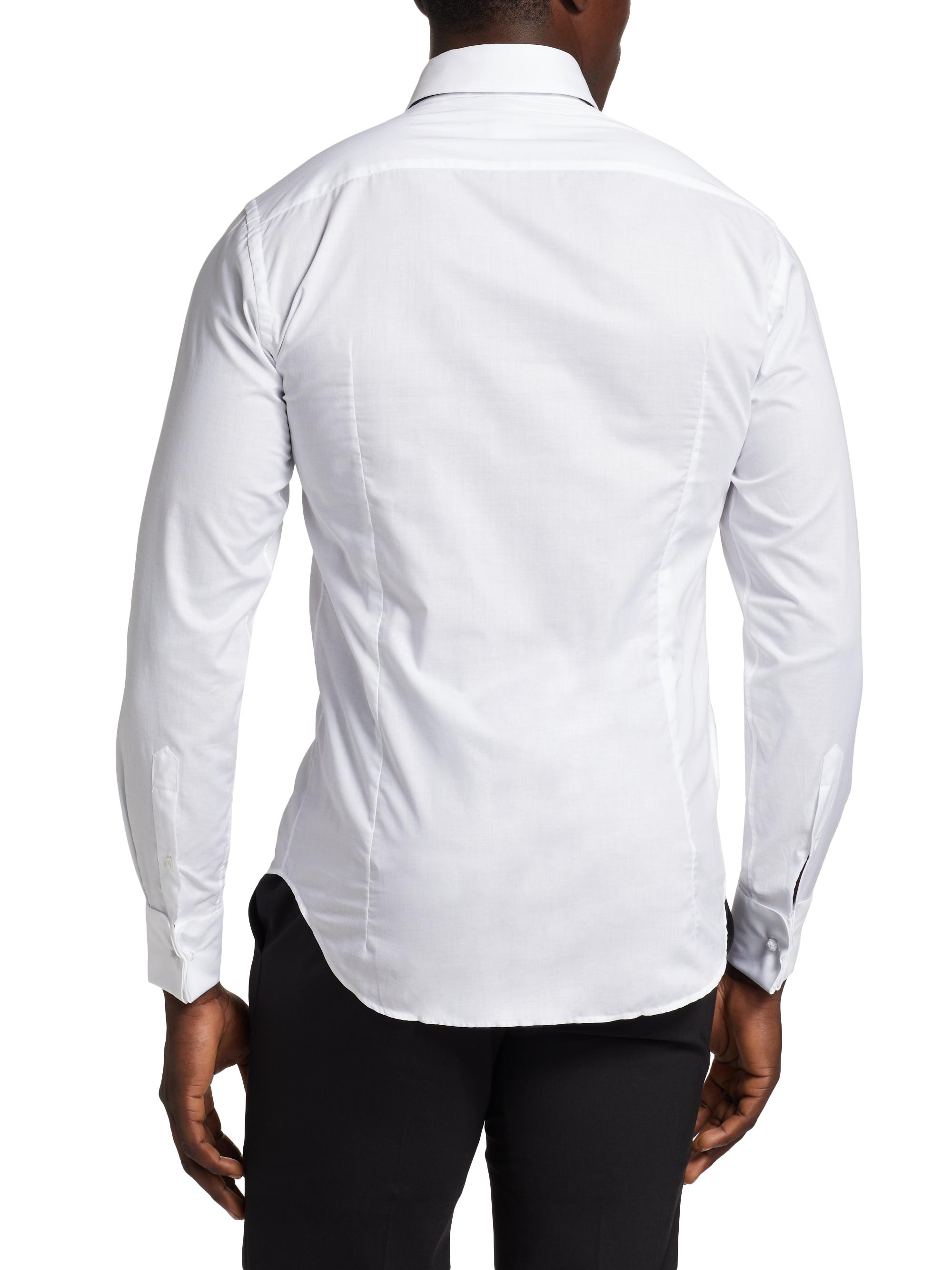 Giorgio Armani Men's Pleated Bib Tuxedo Shirt, Fancy White, Men's, 15.5, Shirts Tops Tuxedo Shirts