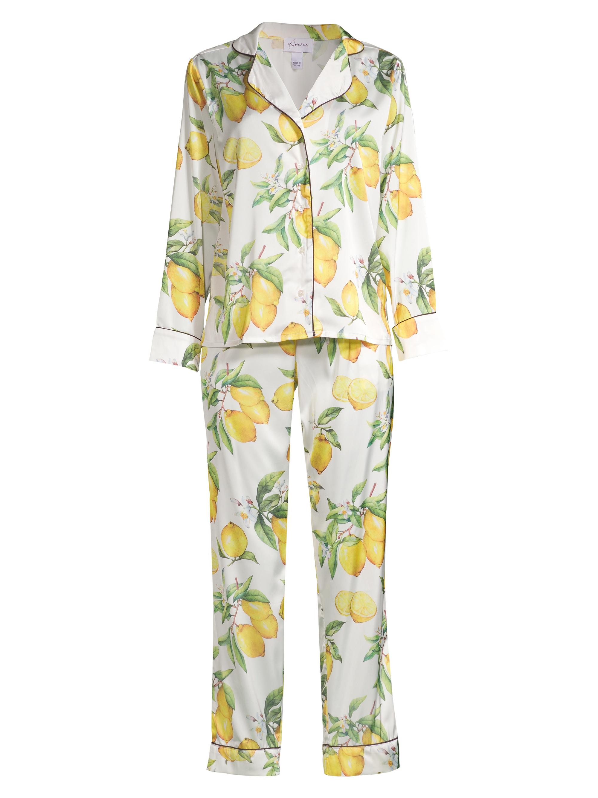 Averie Women's Two-Piece Citrus Print Pajama Set - White