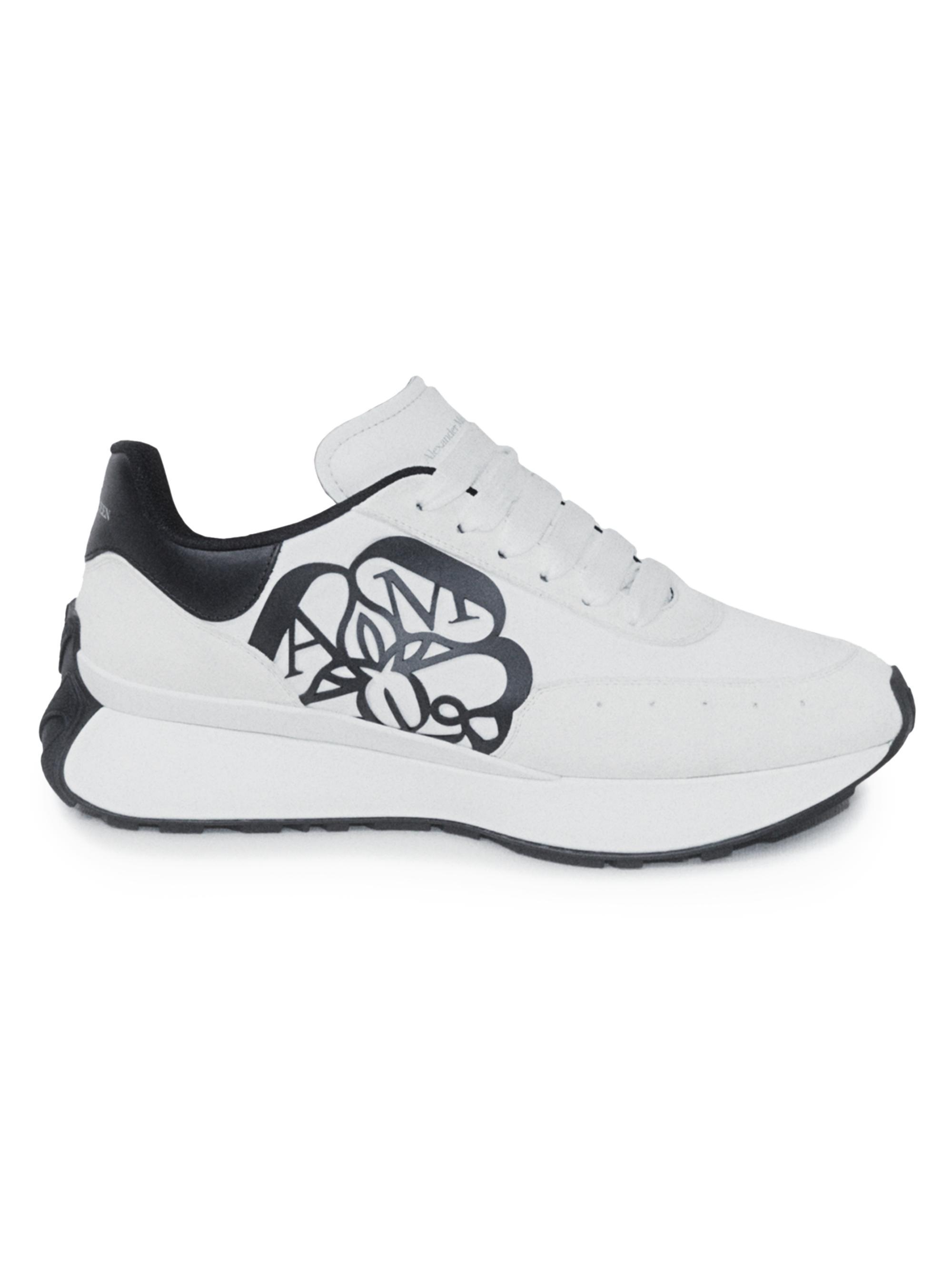 McQueen Seal Logo Leather Runner Sneakers | Saks Fifth Avenue
