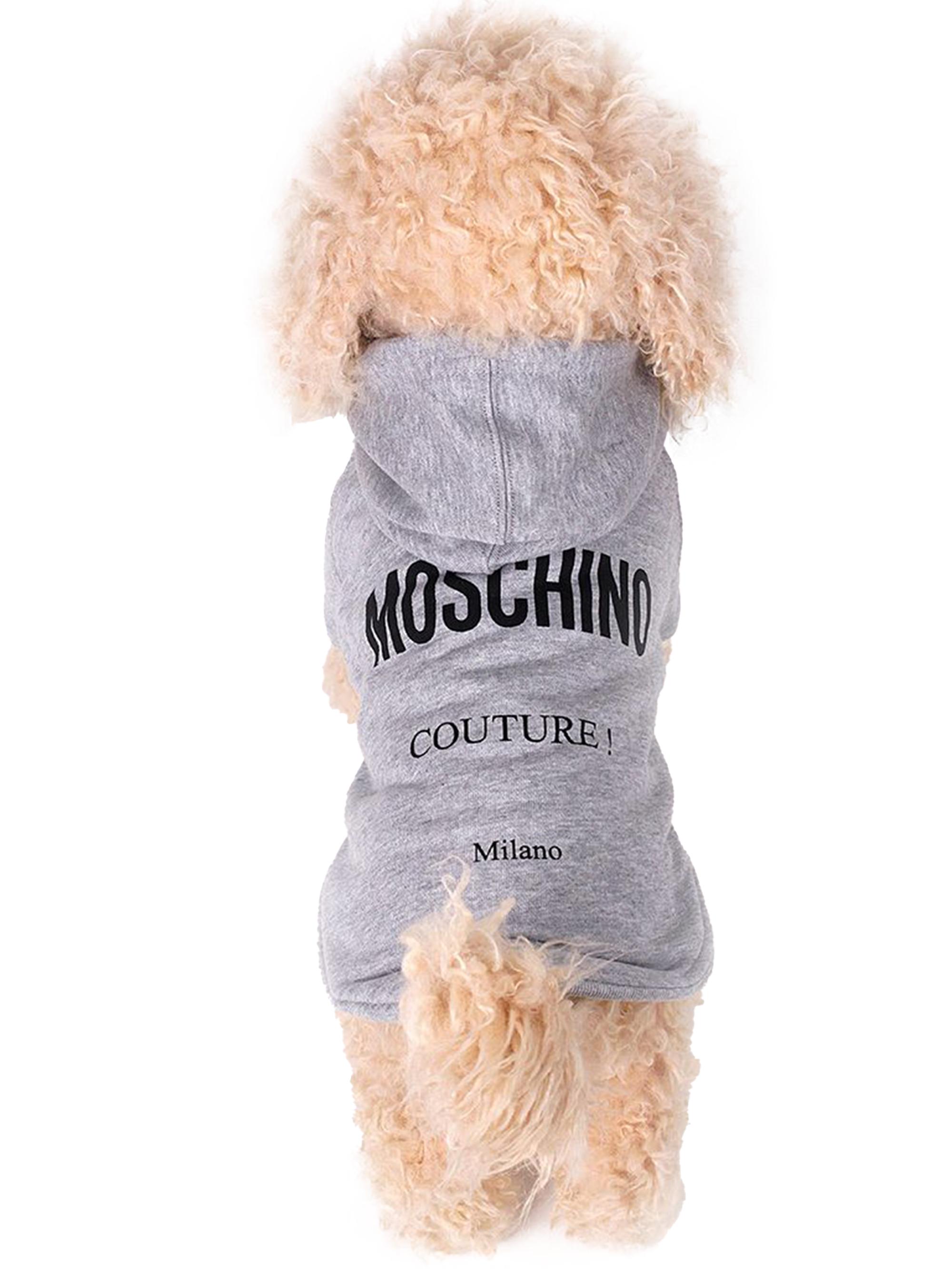 Moschino Cotton Logo Dog Hoodie - Grey Melange