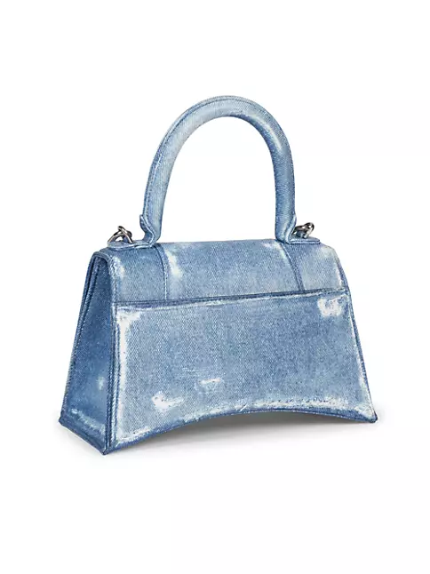 Balenciaga Silver Mini Glitter Hourglass Bag