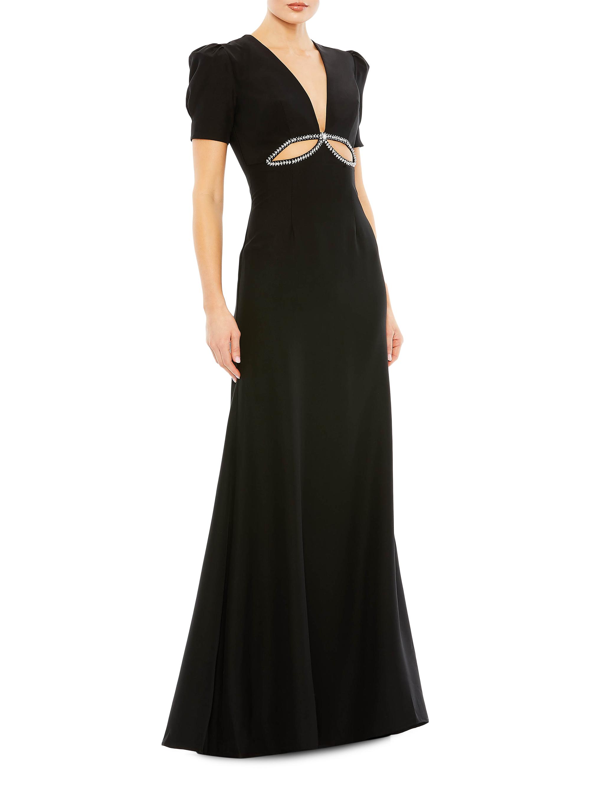Mac Duggal Women's leena Rhinestone Cutout Sheath Gown - Black