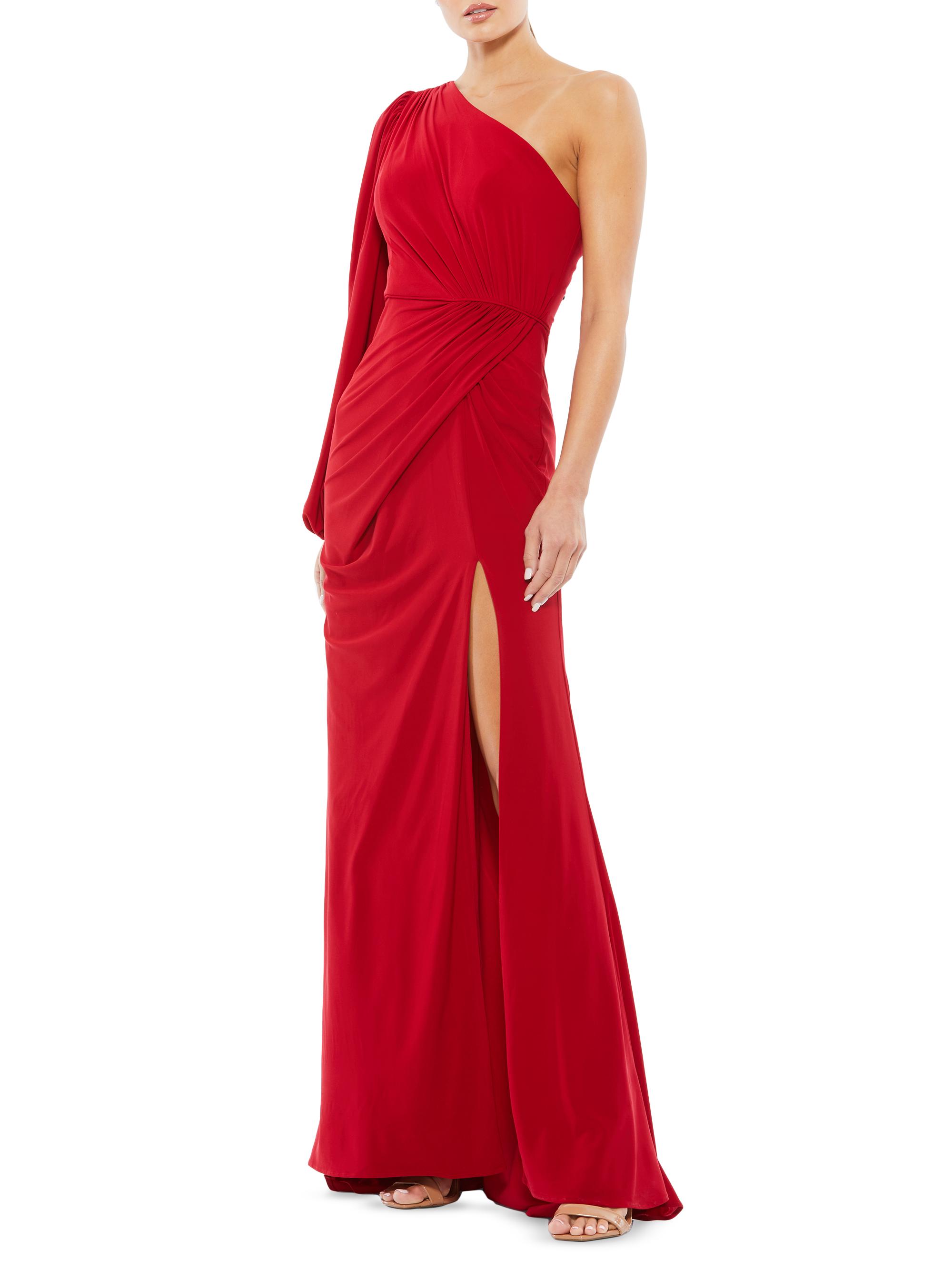 Mac Duggal Women's Jersey One-Shoulder Column Gown - Red