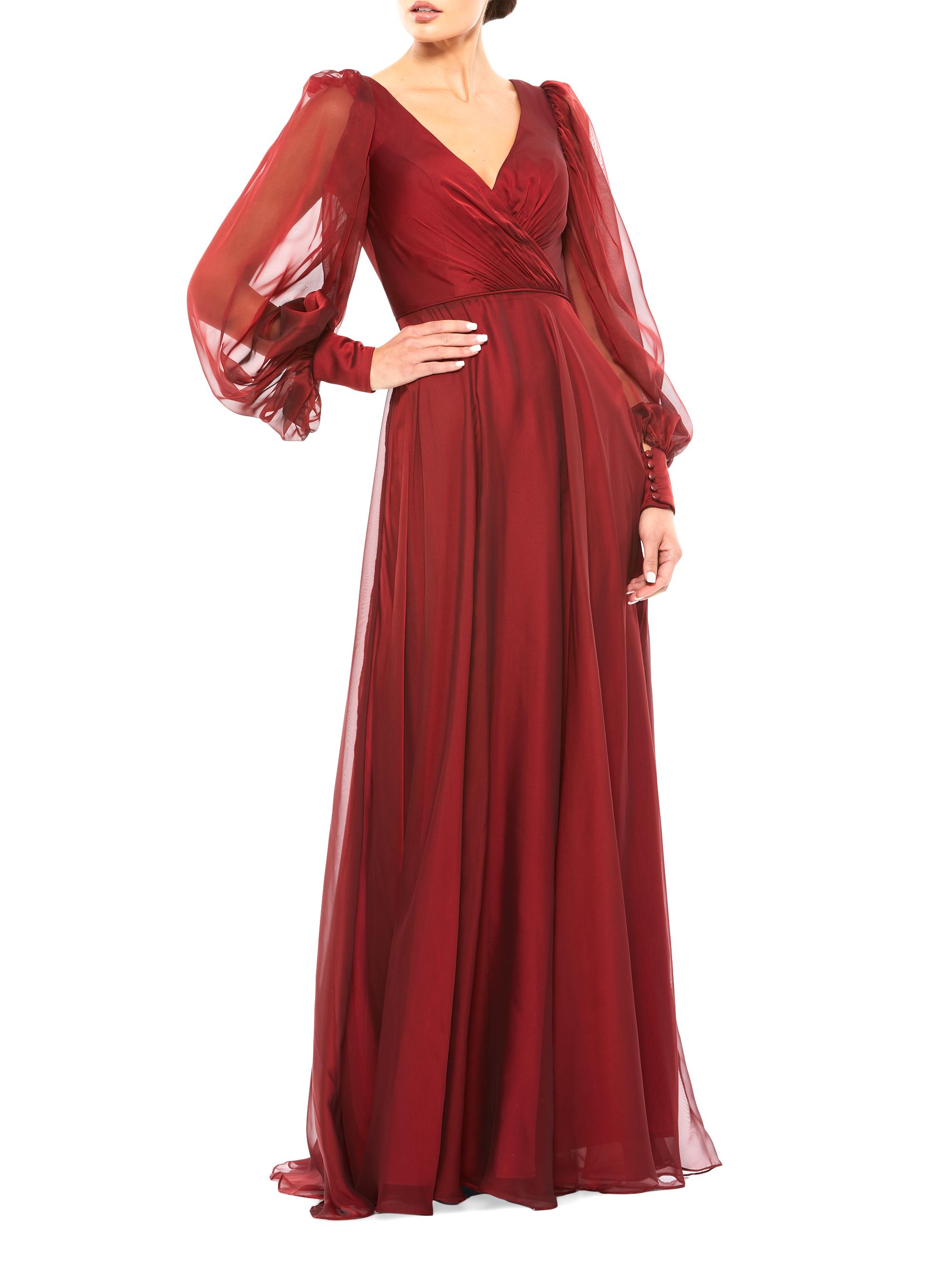 Mac Duggal Women's A-Line Chiffon Gown - Garnet