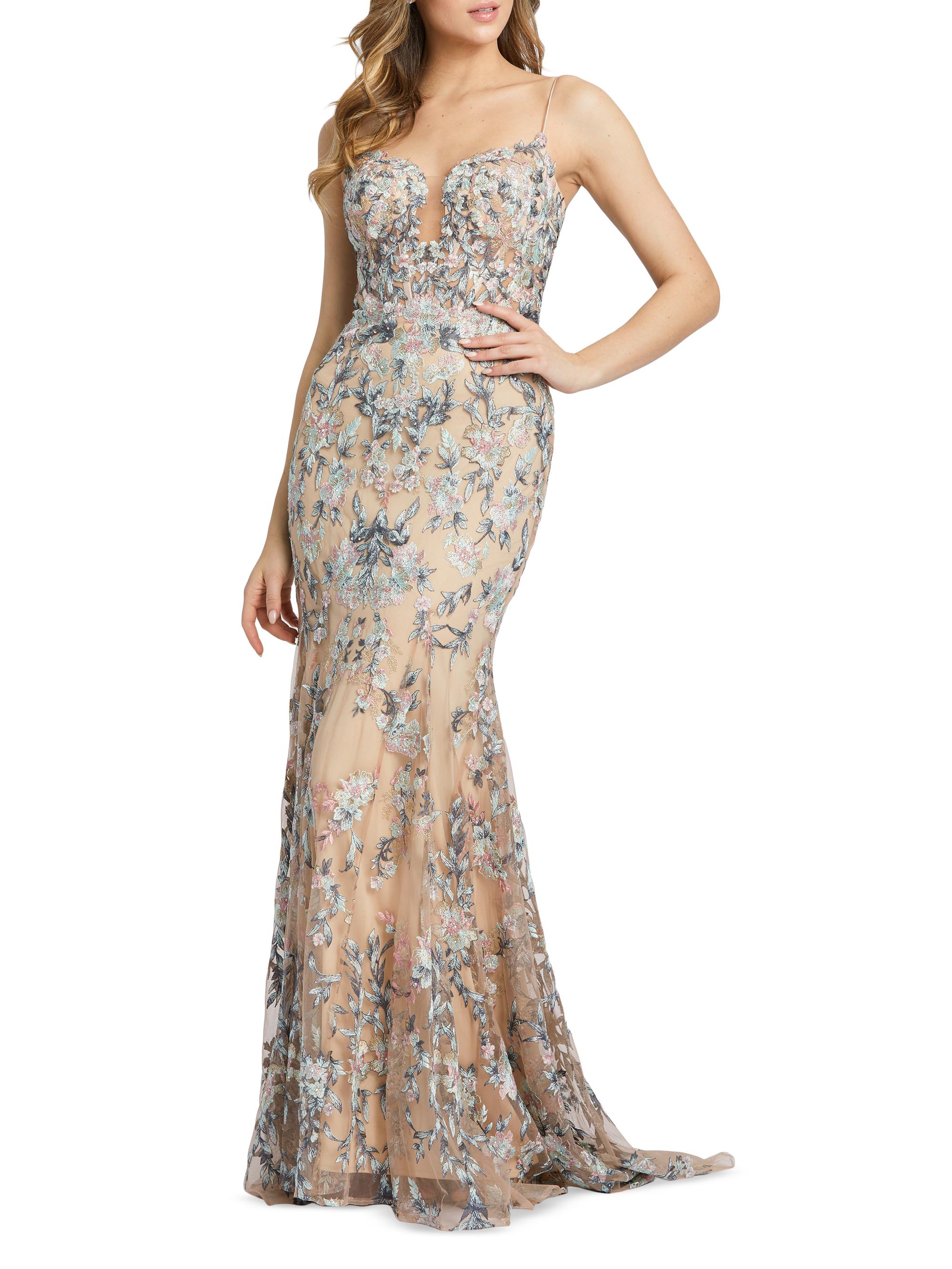 Mac Duggal Women's Sweetheart Tulle Floral Gown - Beige Multi