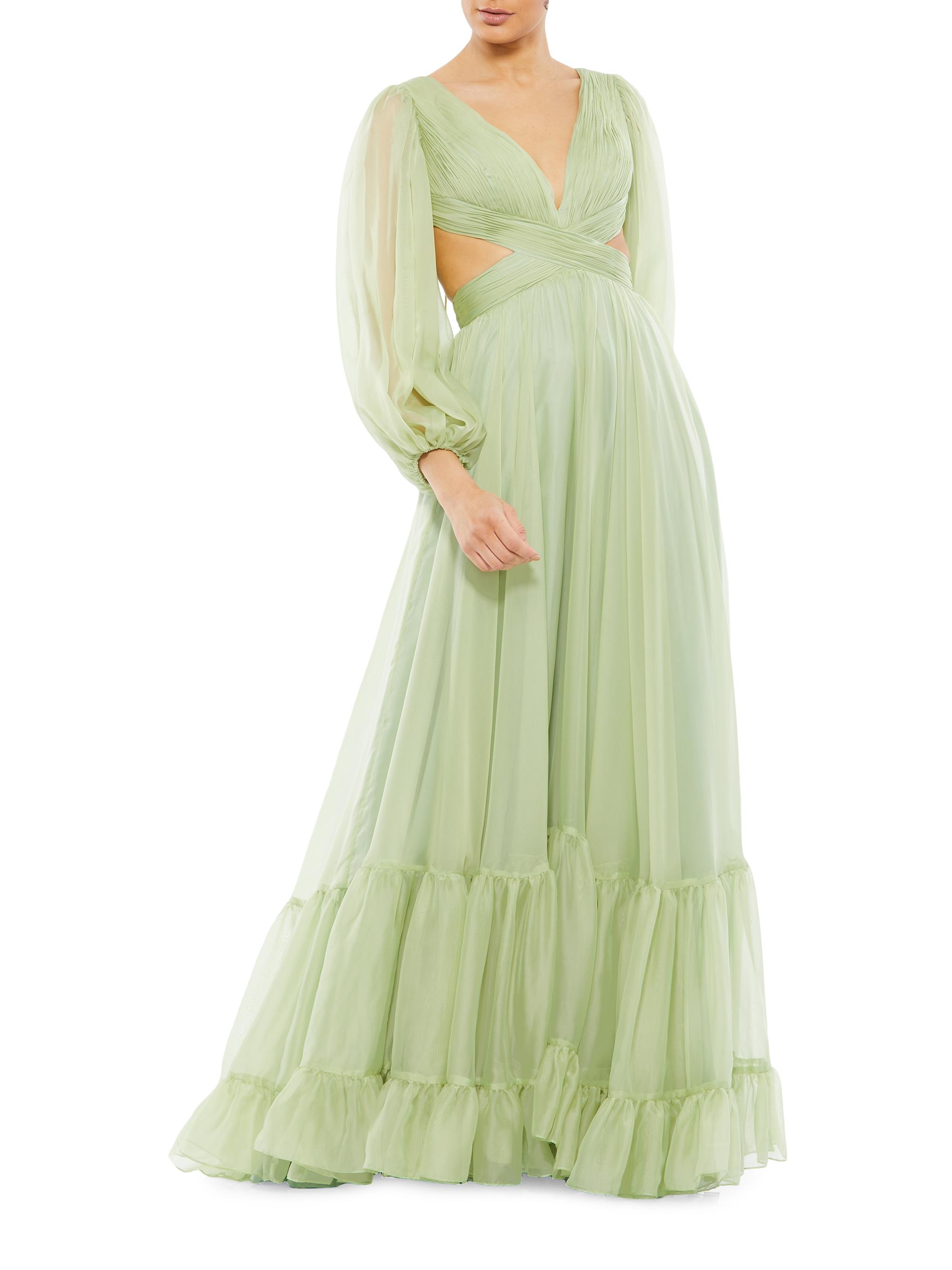 Mac Duggal Women's Chiffon Cut-Out Gown - Sage