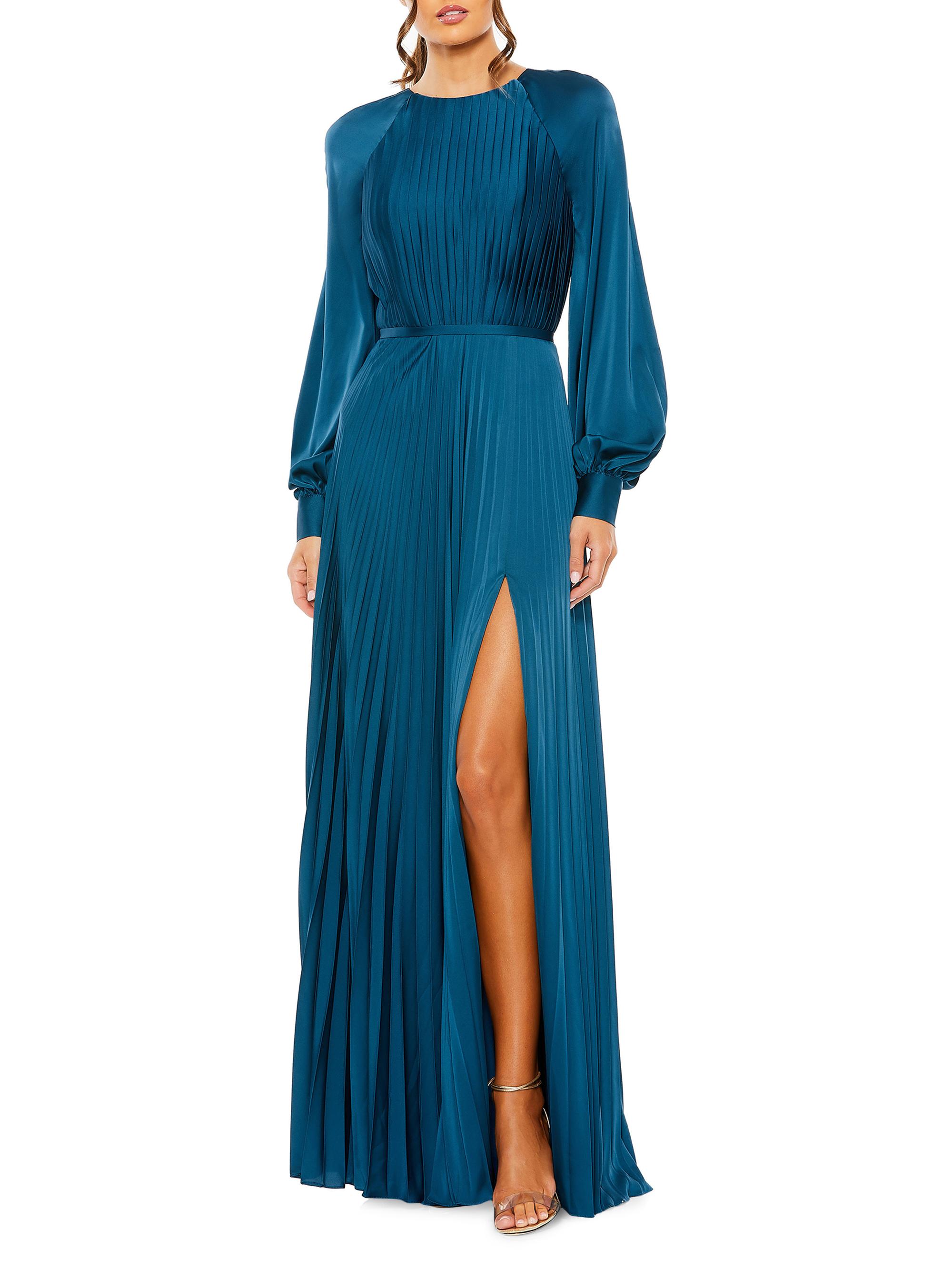 Mac Duggal Women's Ieena Pleated A-Line Chiffon Gown - Peacock